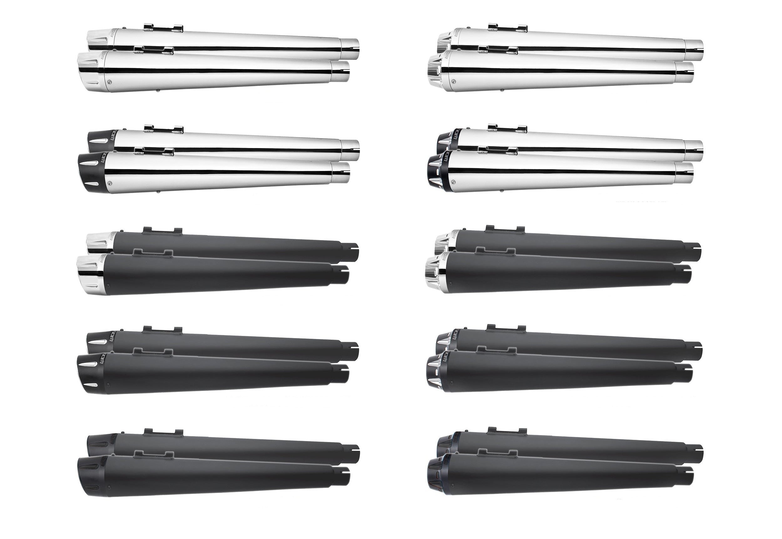 HARLEY TOURING AMERICAN OUTLAW & COMBAT FLUTED 4.5" MEGAPHONE SLIP-ONS BUNDLE 1995-PRESENT