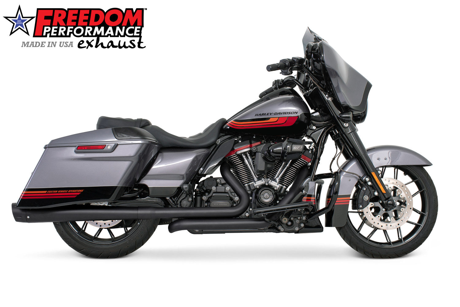 HARLEY TOURING AMERICAN OUTLAW & COMBAT FLUTED 4.5" MEGAPHONE SLIP-ONS BUNDLE 1995-PRESENT