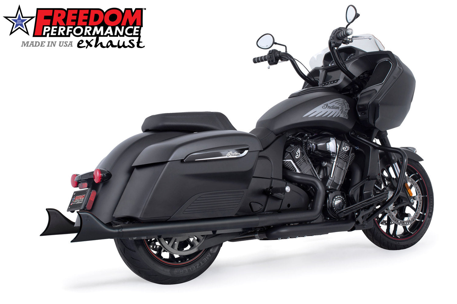 INDIAN CHALLENGER / PURSUIT / ELITE 2.5" SHARKTAIL SLIP-ONS to Fit FREEDOM HEADERS Only