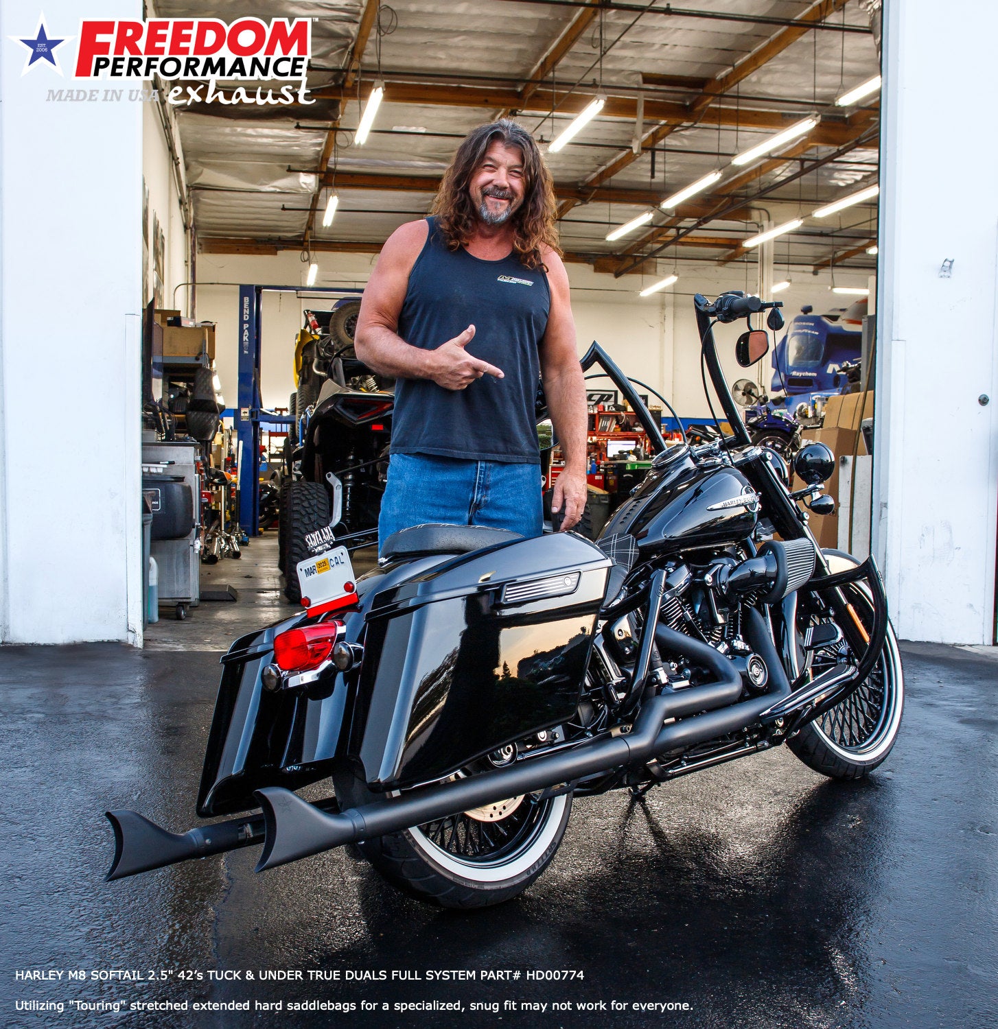 HARLEY M8 SOFTAIL 2.5" TUCK & UNDER TRUE DUALS FULL SYSTEM 2018-PRESENT BUNDLE *NOT FOR WIDE TIRE BIKES