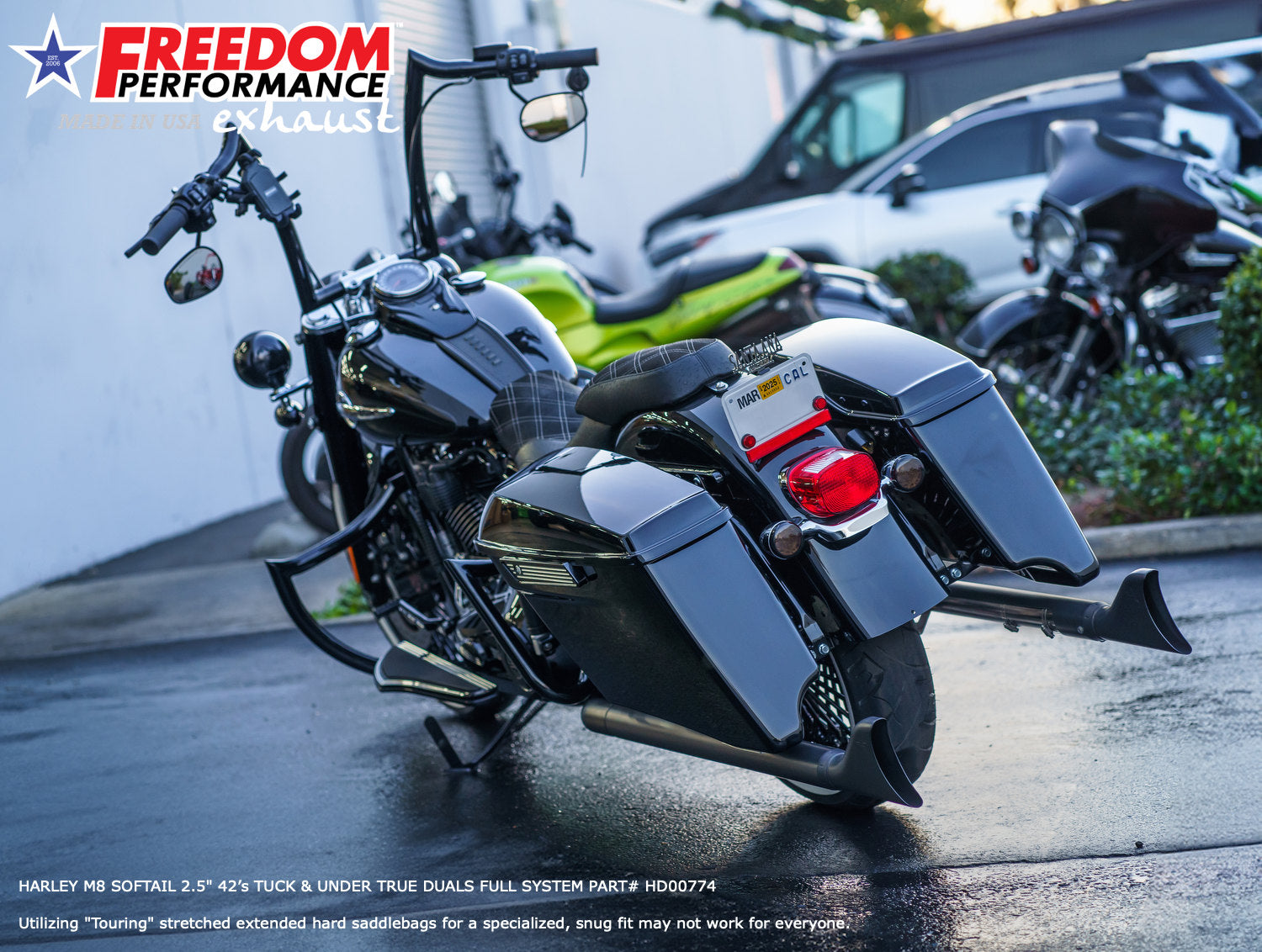 HARLEY M8 SOFTAIL 2.5" TUCK & UNDER TRUE DUALS FULL SYSTEM 2018-PRESENT BUNDLE *NOT FOR WIDE TIRE BIKES