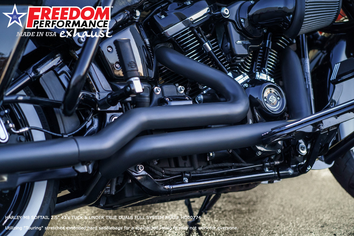 HARLEY M8 SOFTAIL 2.5" TUCK & UNDER TRUE DUALS FULL SYSTEM 2018-PRESENT BUNDLE *NOT FOR WIDE TIRE BIKES