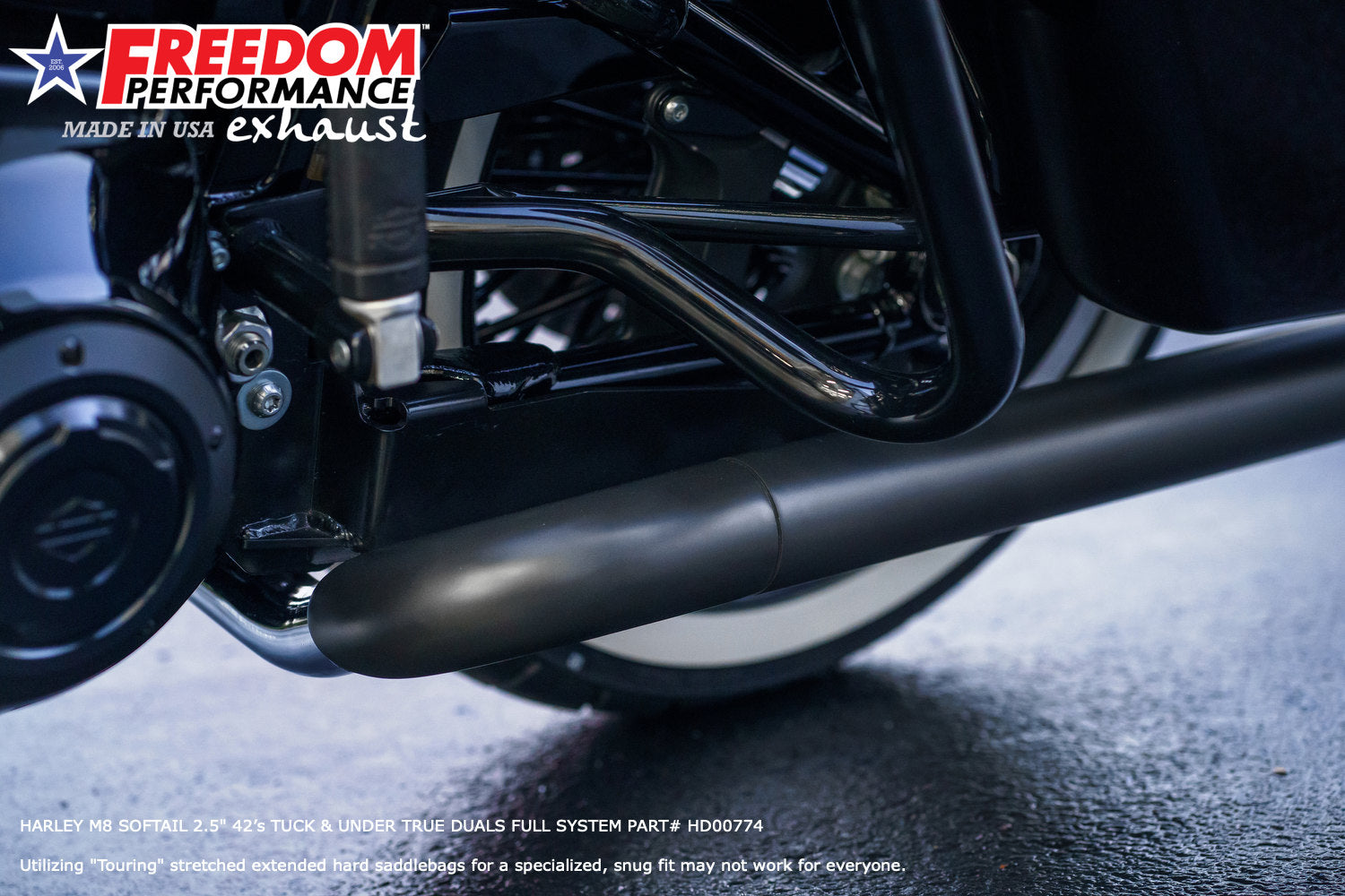 HARLEY M8 SOFTAIL 2.5" TUCK & UNDER TRUE DUALS FULL SYSTEM 2018-PRESENT BUNDLE *NOT FOR WIDE TIRE BIKES
