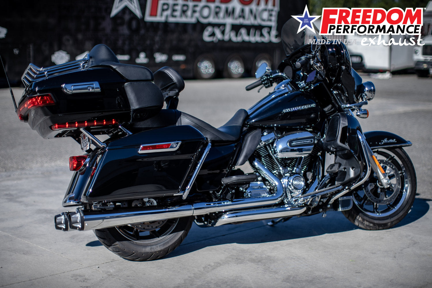 HARLEY TOURING AMERICAN OUTLAW & COMBAT FLUTED 4.5" MEGAPHONE SLIP-ONS BUNDLE 1995-PRESENT