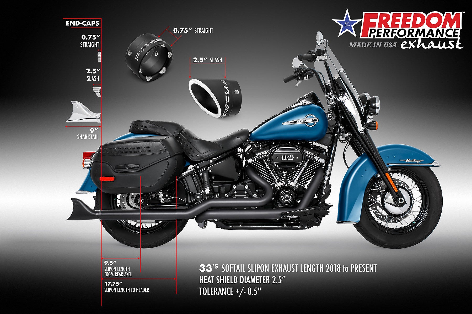 HARLEY M8 SOFTAIL 2.5" TUCK & UNDER TRUE DUALS FULL SYSTEM 2018-PRESENT BUNDLE *NOT FOR WIDE TIRE BIKES