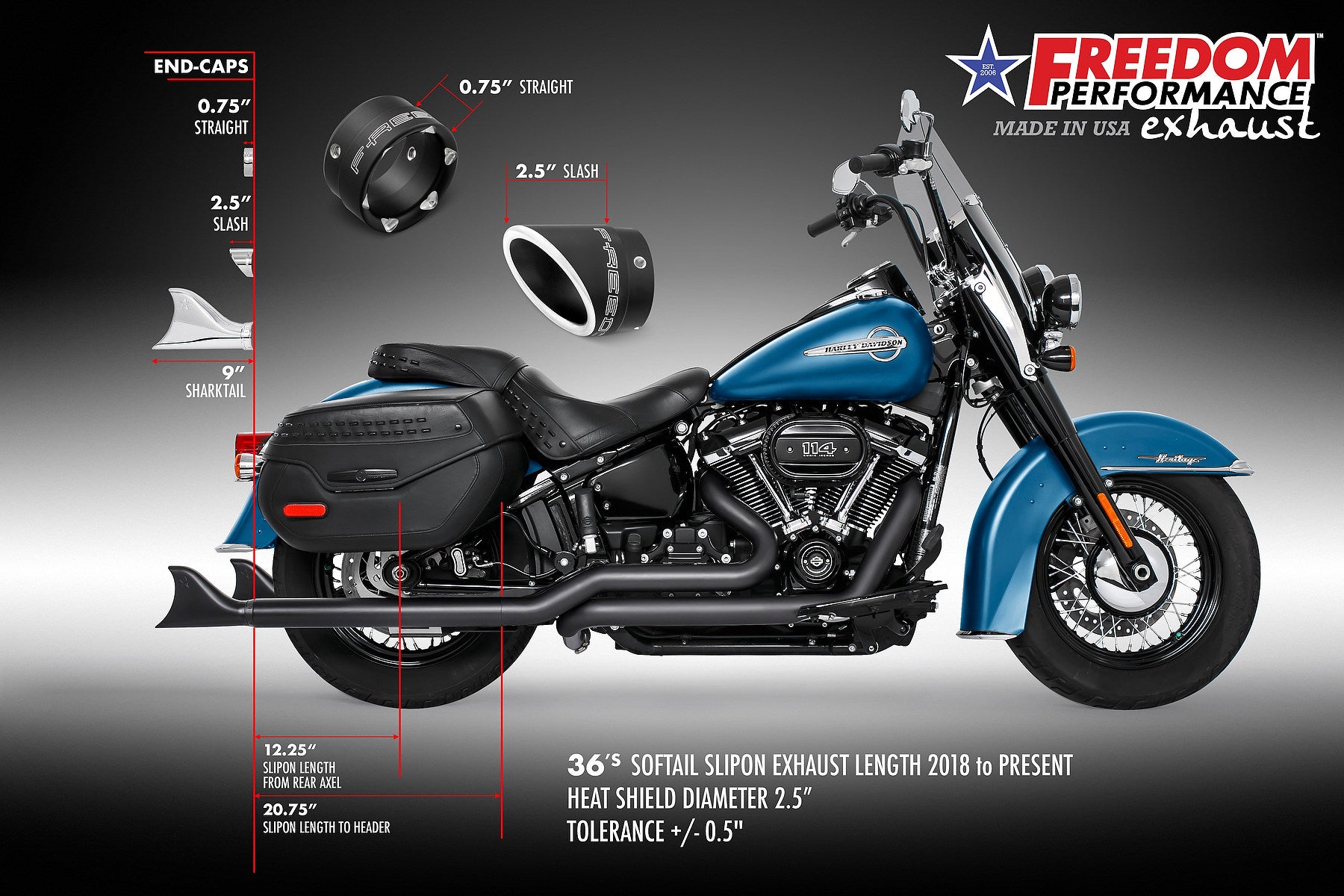 HARLEY M8 SOFTAIL 2.5" TUCK & UNDER TRUE DUALS FULL SYSTEM 2018-PRESENT BUNDLE *NOT FOR WIDE TIRE BIKES