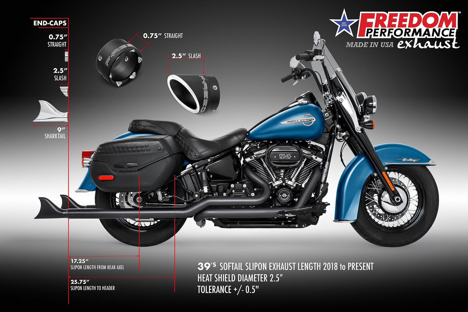 HARLEY M8 SOFTAIL 2.5" TUCK & UNDER TRUE DUALS FULL SYSTEM 2018-PRESENT BUNDLE *NOT FOR WIDE TIRE BIKES