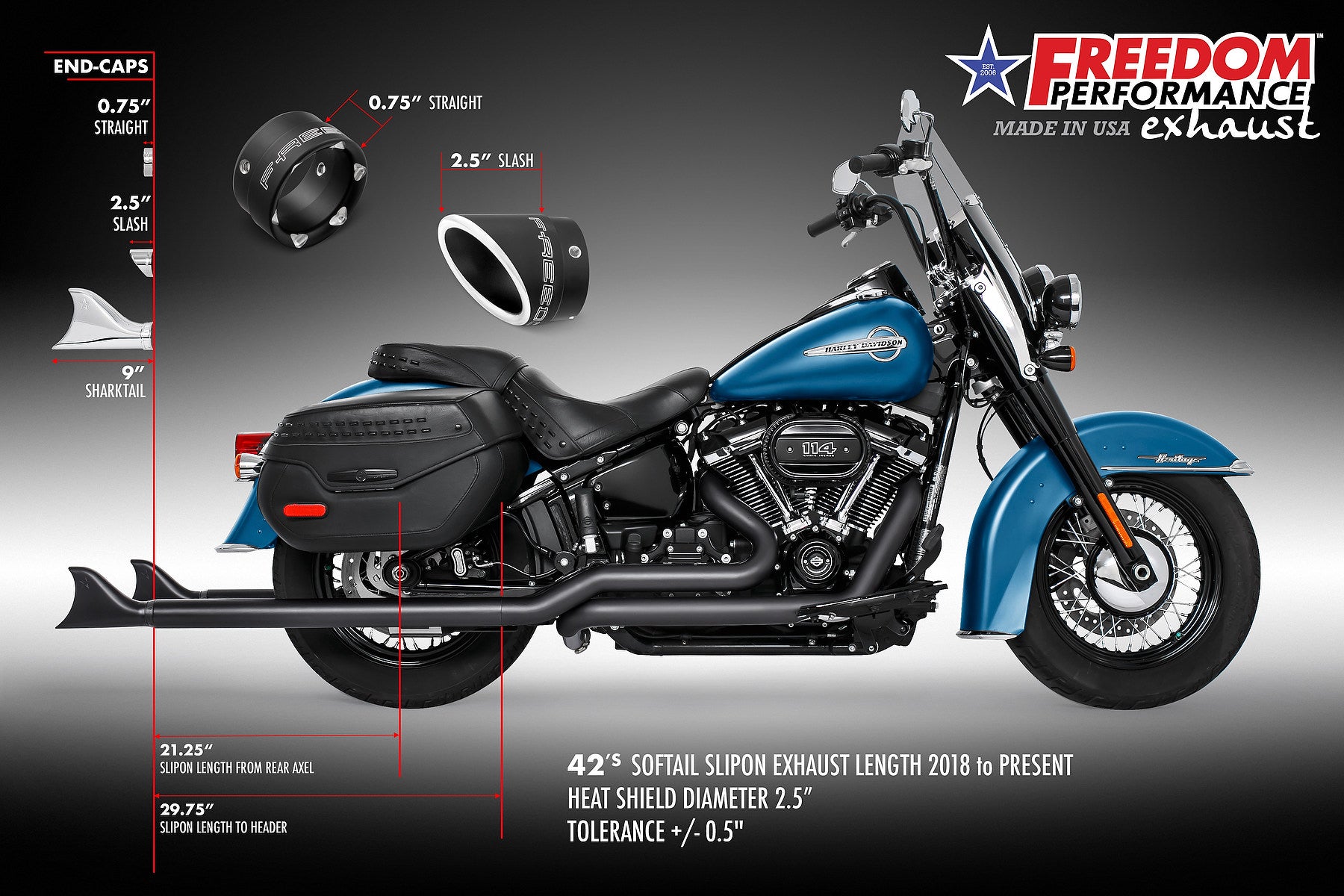 HARLEY M8 SOFTAIL 2.5" TUCK & UNDER TRUE DUALS FULL SYSTEM 2018-PRESENT BUNDLE *NOT FOR WIDE TIRE BIKES
