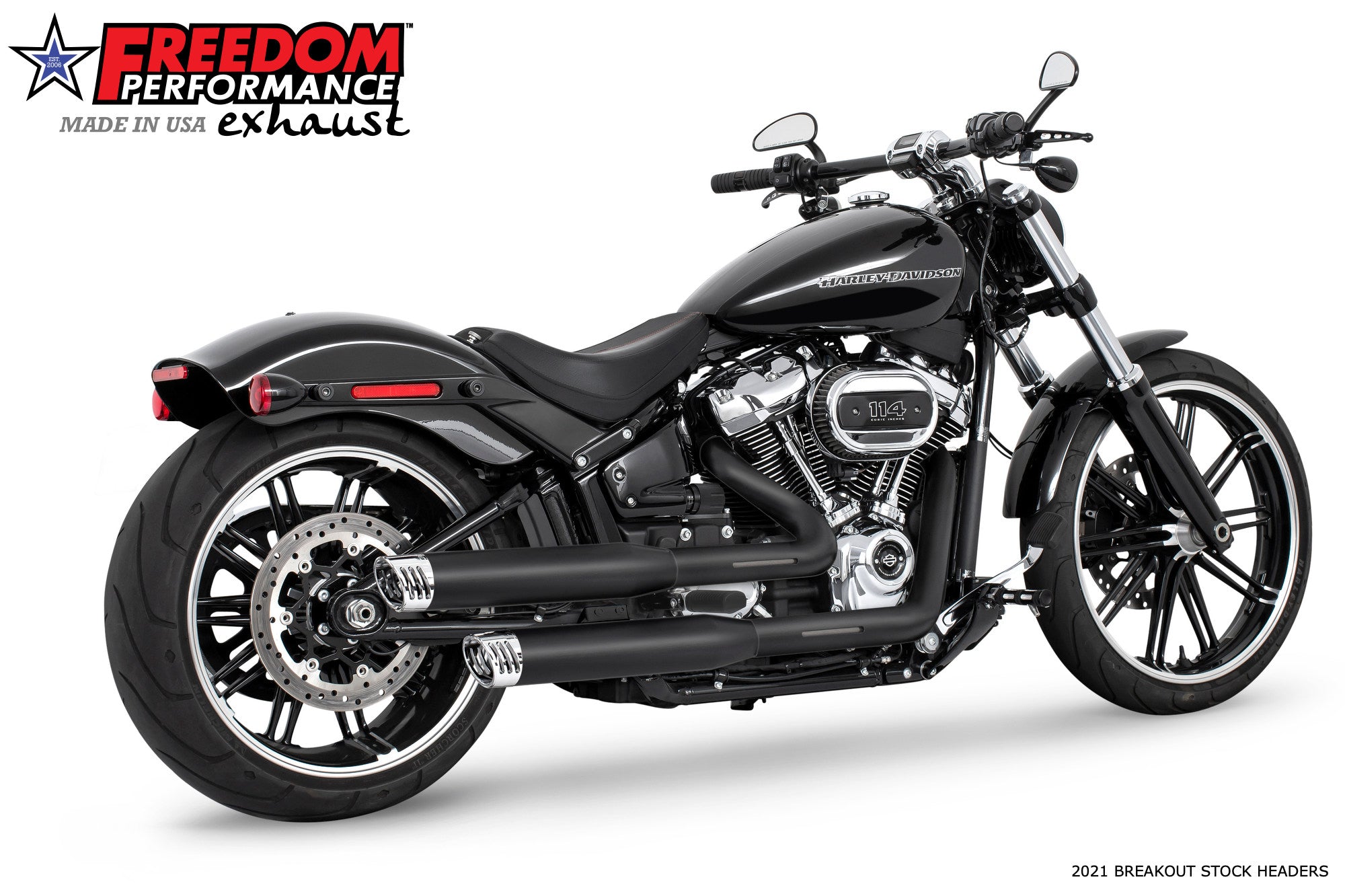 HARLEY SOFTAIL/M8 WIDE TIRE STANDARD, LOW RIDER, SLIM, FAT BOY, BREAKOUT & STREET BOB 3.25" SLIP-ONS
