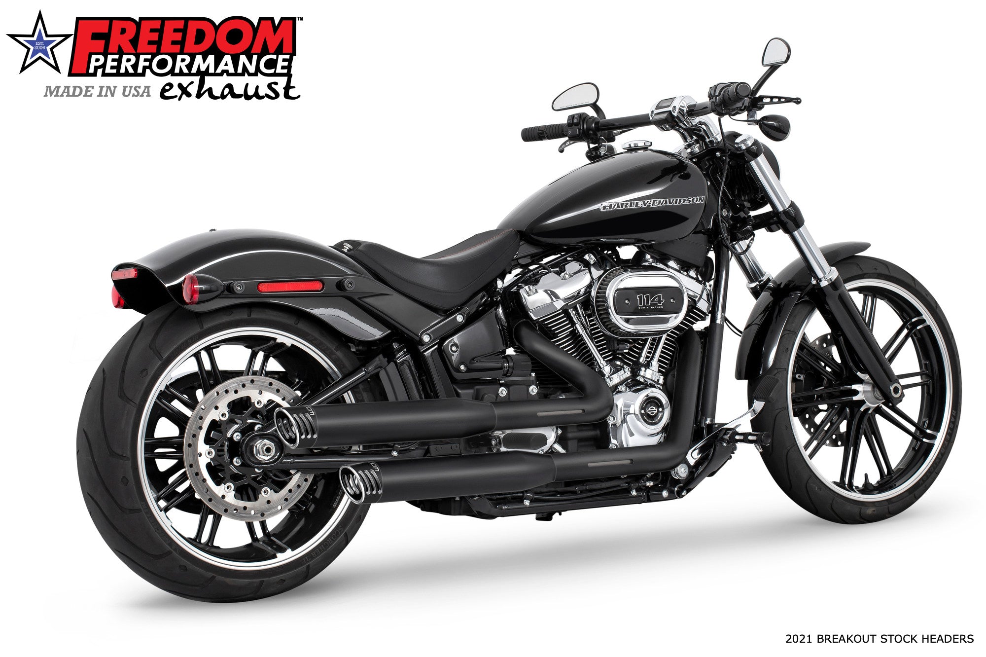 HARLEY SOFTAIL/M8 WIDE TIRE STANDARD, LOW RIDER, SLIM, FAT BOY, BREAKOUT & STREET BOB 3.25" SLIP-ONS