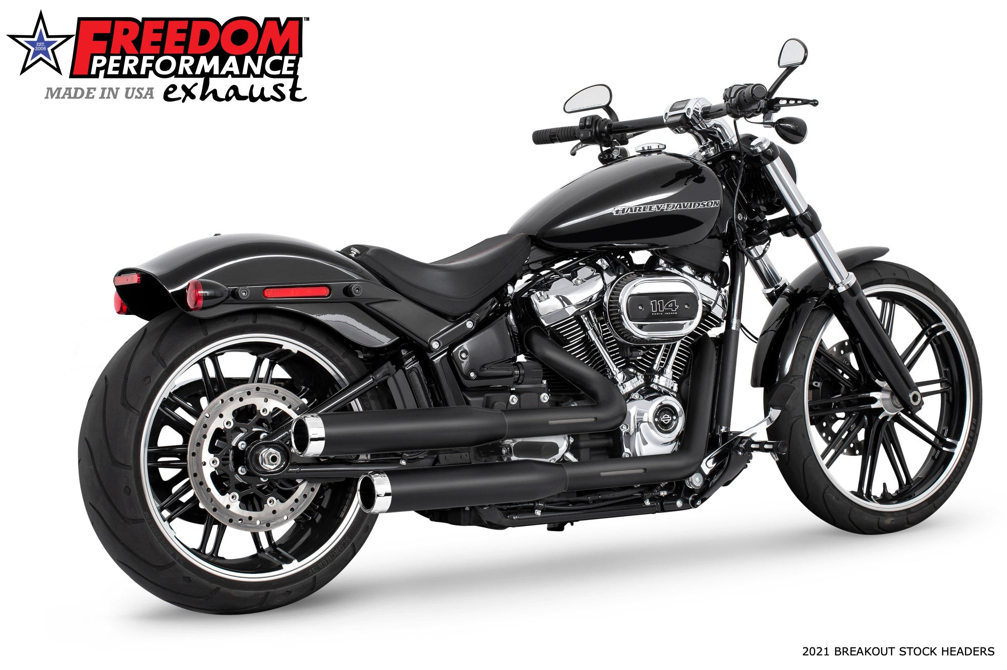 HARLEY SOFTAIL/M8 WIDE TIRE STANDARD, LOW RIDER, SLIM, FAT BOY, BREAKOUT & STREET BOB 3.25" SLIP-ONS