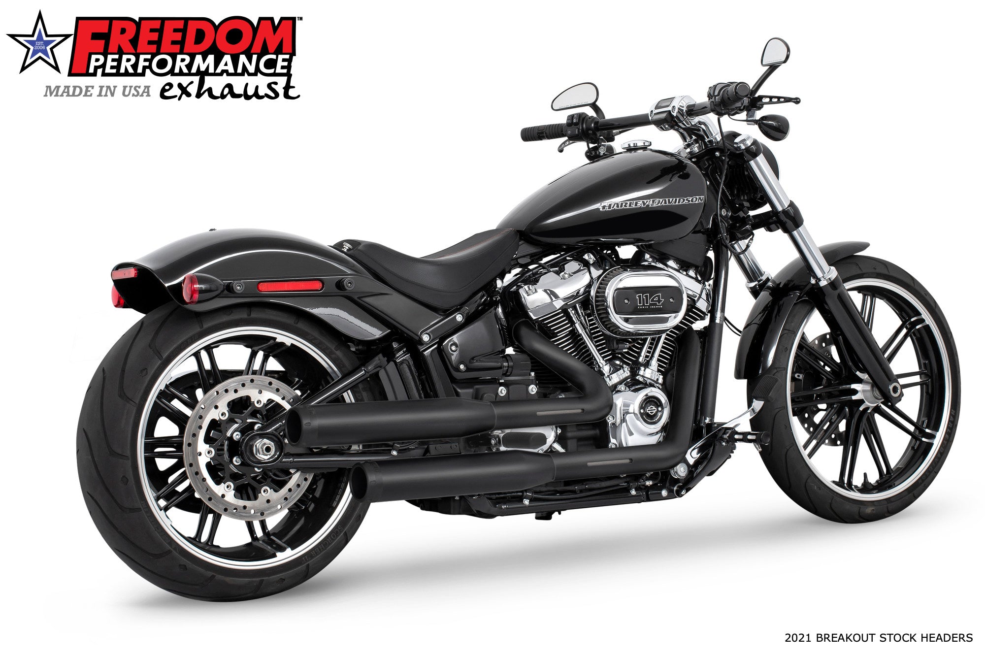 HARLEY SOFTAIL/M8 WIDE TIRE STANDARD, LOW RIDER, SLIM, FAT BOY, BREAKOUT & STREET BOB 3.25" SLIP-ONS