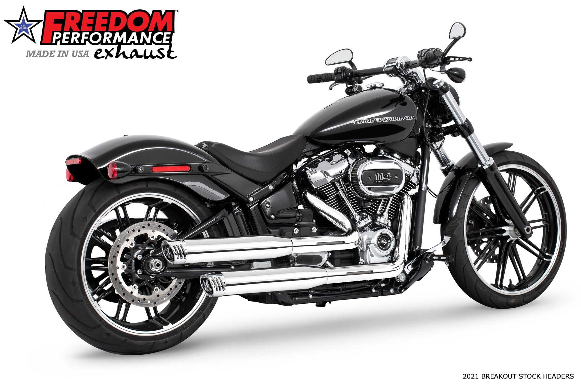 HARLEY SOFTAIL/M8 WIDE TIRE STANDARD, LOW RIDER, SLIM, FAT BOY, BREAKOUT & STREET BOB 3.25" SLIP-ONS