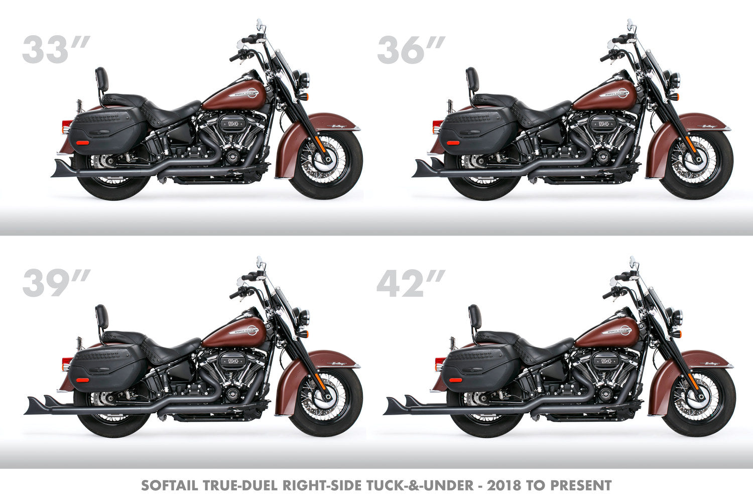 HARLEY M8 SOFTAIL 2.5" TUCK & UNDER TRUE DUALS FULL SYSTEM 2018-PRESENT BUNDLE *NOT FOR WIDE TIRE BIKES