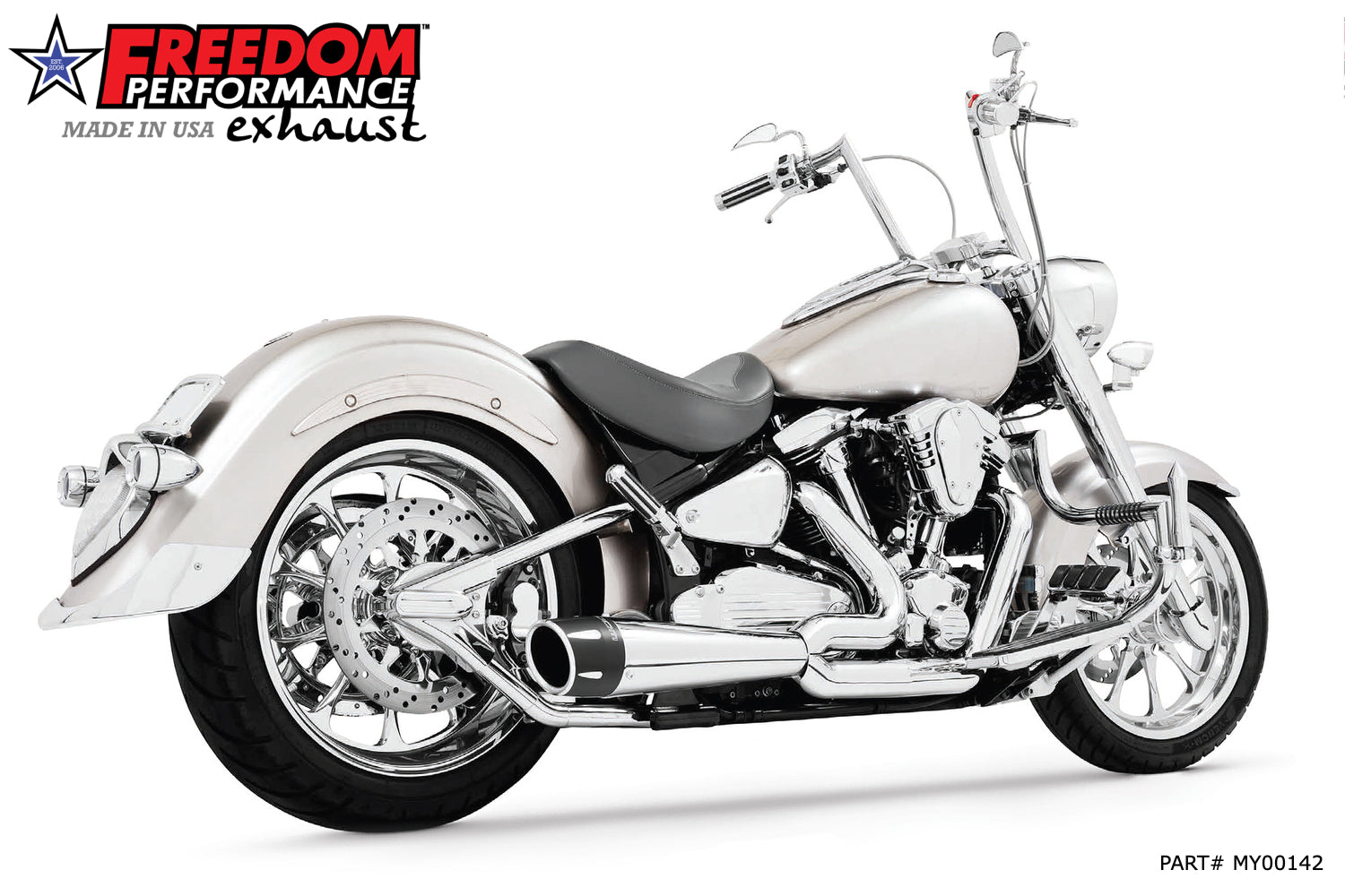 (BLOW OUT) YAMAHA ROADSTAR/1600/SILVERADO 1999-2015 COMBAT FLUTED 2-INTO-1