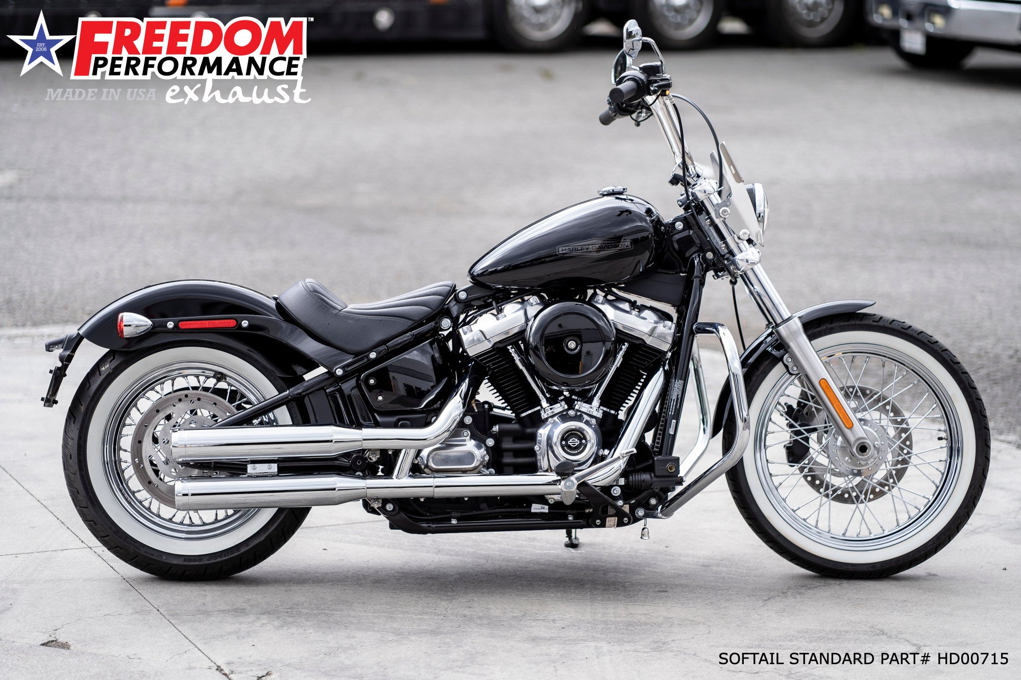 HARLEY SOFTAIL/M8 WIDE TIRE STANDARD, LOW RIDER, SLIM, FAT BOY, BREAKOUT & STREET BOB 3.25" SLIP-ONS