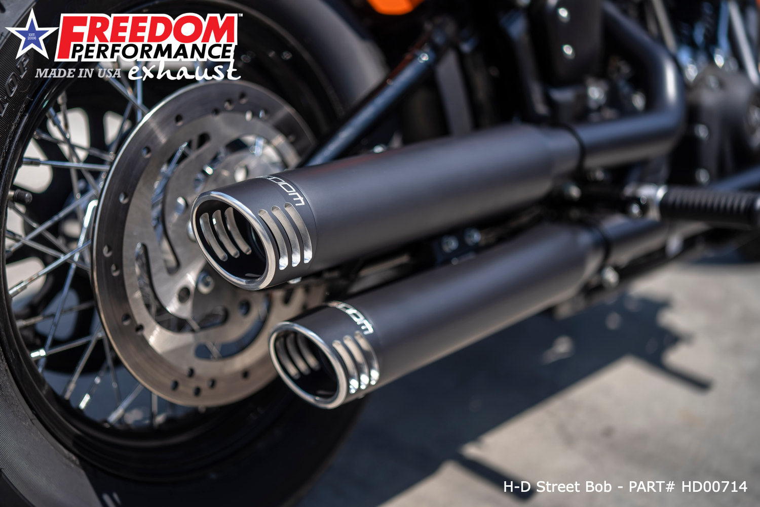 HARLEY SOFTAIL/M8 WIDE TIRE STANDARD, LOW RIDER, SLIM, FAT BOY, BREAKOUT & STREET BOB 3.25" SLIP-ONS
