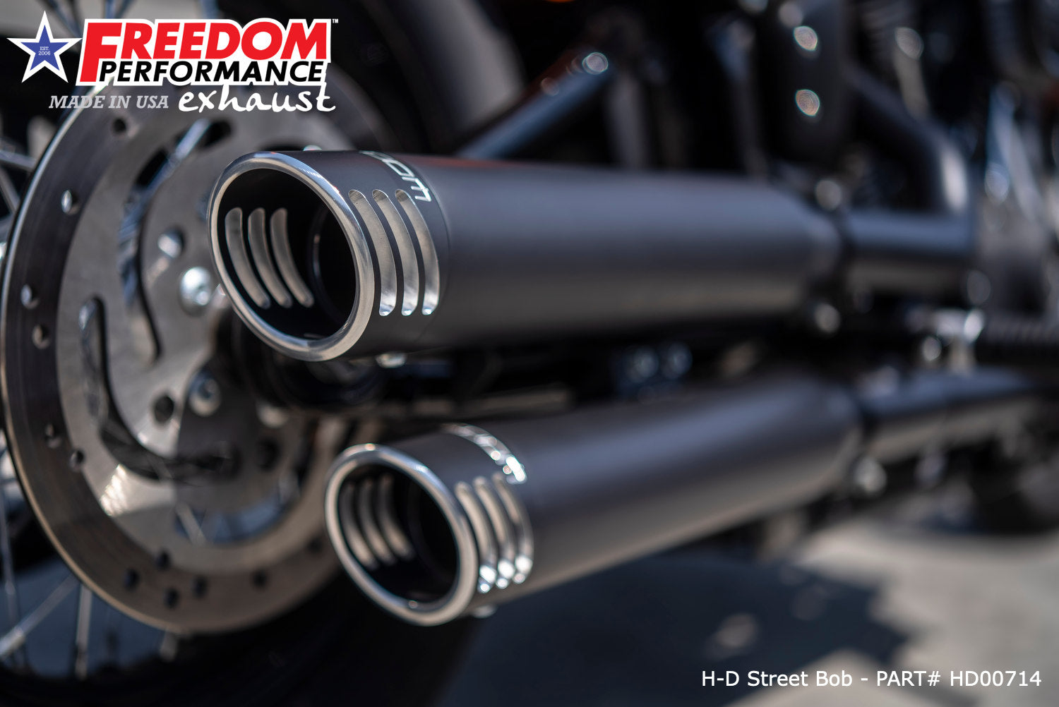 HARLEY SOFTAIL/M8 WIDE TIRE STANDARD, LOW RIDER, SLIM, FAT BOY, BREAKOUT & STREET BOB 3.25" SLIP-ONS