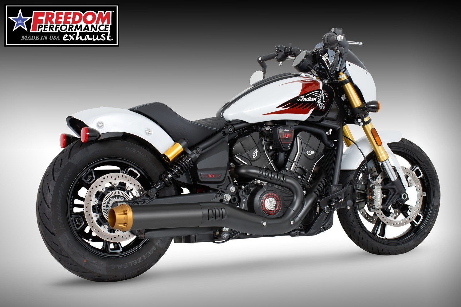 INDIAN  2025-PRESENT SCOUT 101-CLASSIC-SUPER-SPORT-BOBBER 4" SLIP-ON BUNDLE