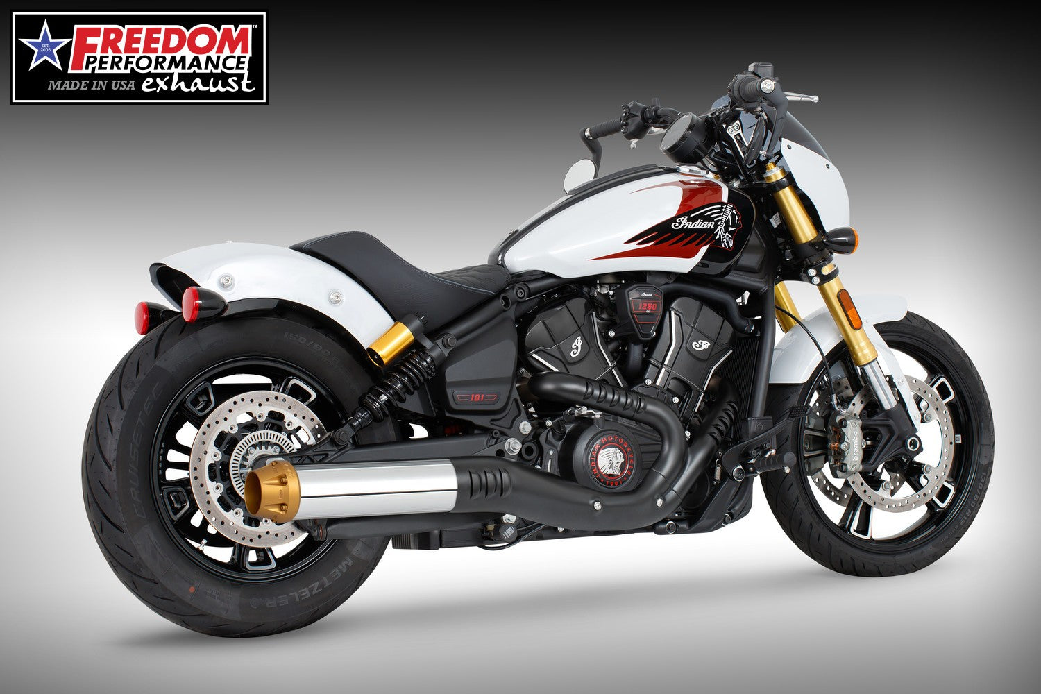 INDIAN  2025-PRESENT SCOUT 101-CLASSIC-SUPER-SPORT-BOBBER 4" SLIP-ON BUNDLE