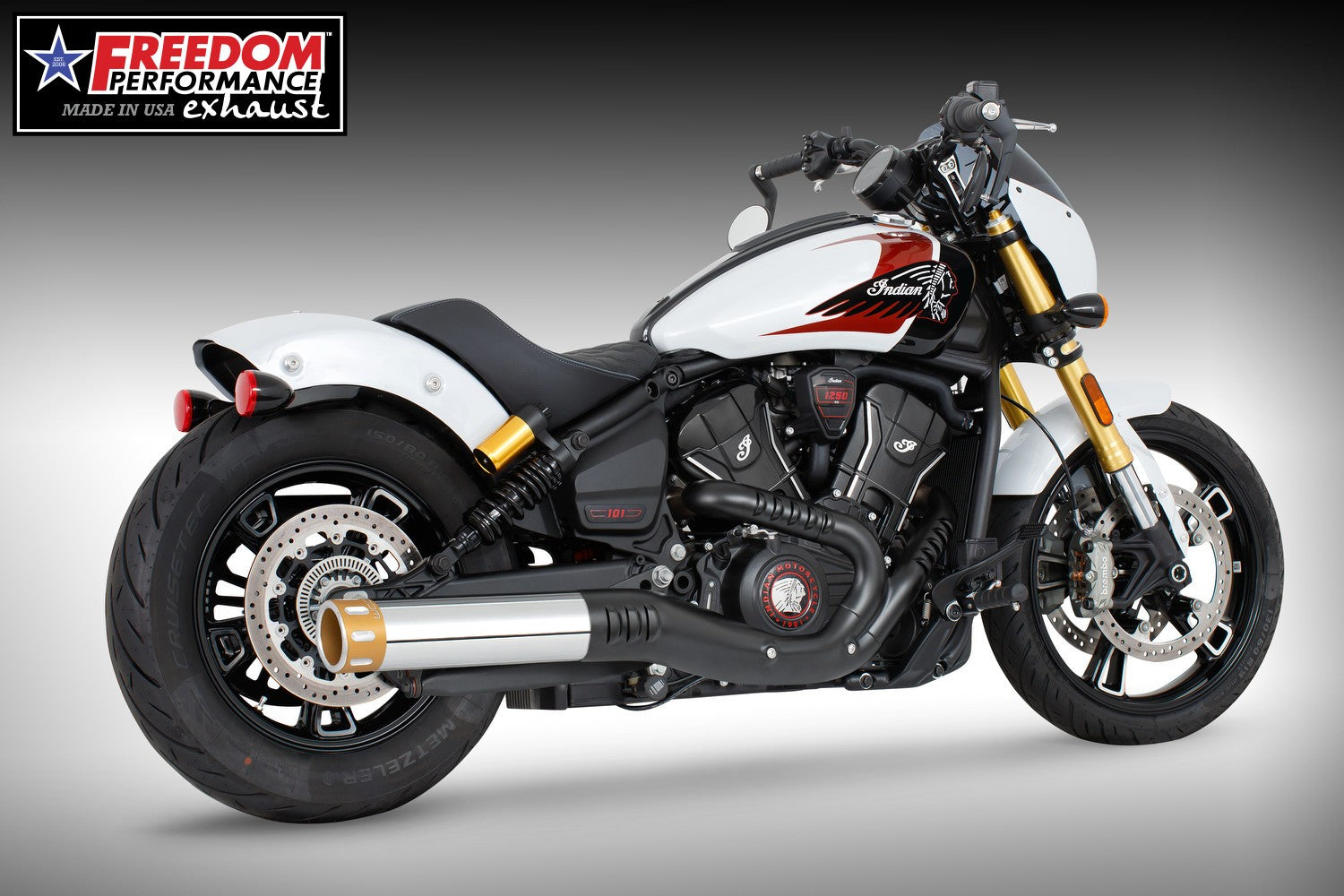 INDIAN  2025-PRESENT SCOUT 101-CLASSIC-SUPER-SPORT-BOBBER 4" SLIP-ON BUNDLE