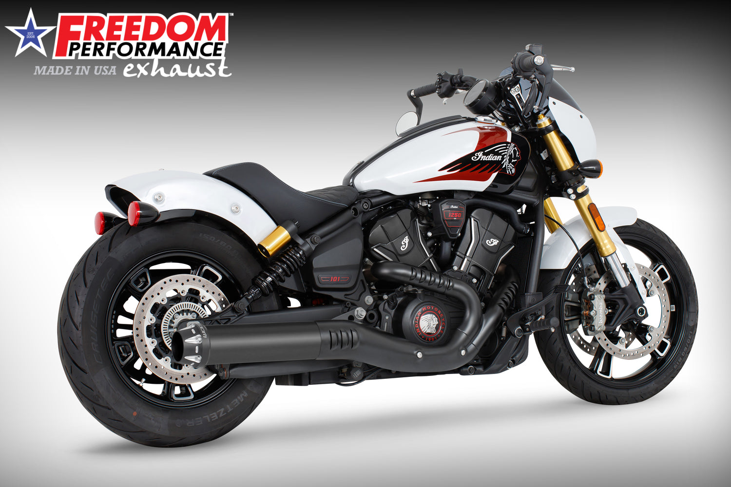 INDIAN  2025 SCOUT 101-CLASSIC-SUPER-SPORT-BOBBER 4" SLIP-ON BUNDLE (2025 SCOUTS ONLY)