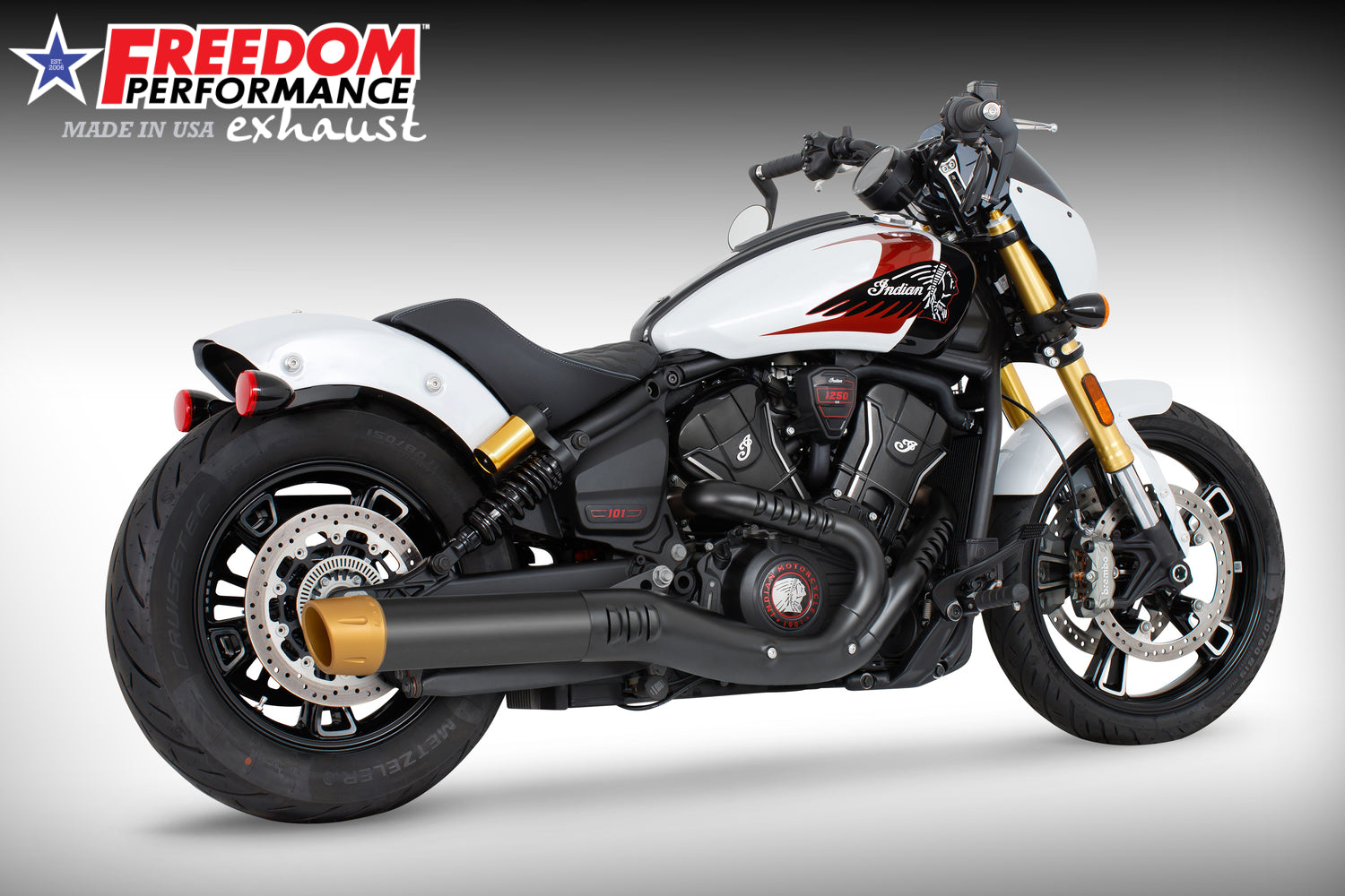 INDIAN  2025 SCOUT 101-CLASSIC-SUPER-SPORT-BOBBER 4" SLIP-ON BUNDLE (2025 SCOUTS ONLY)