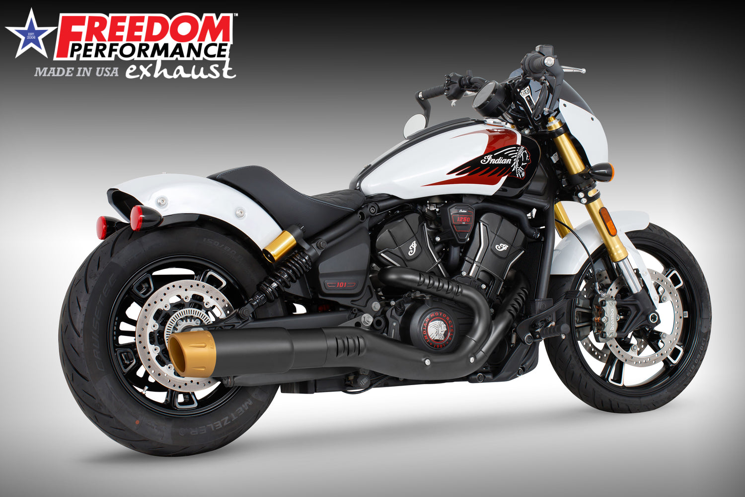 INDIAN 2025 SCOUT 101-CLASSIC-SUPER-SPORT-BOBBER 4.5" 2-STEP SLIP-ON BUNDLE (2025 SCOUTS ONLY)