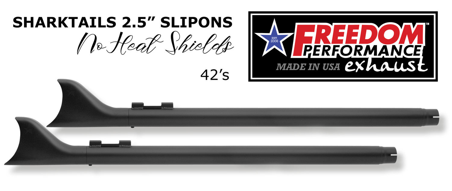 HARLEY TOURING SHARKTAIL 2.125" SLIP-ONS "NO HEAT-SHIELDS" *FITS 95-16 YEARS ONLY*