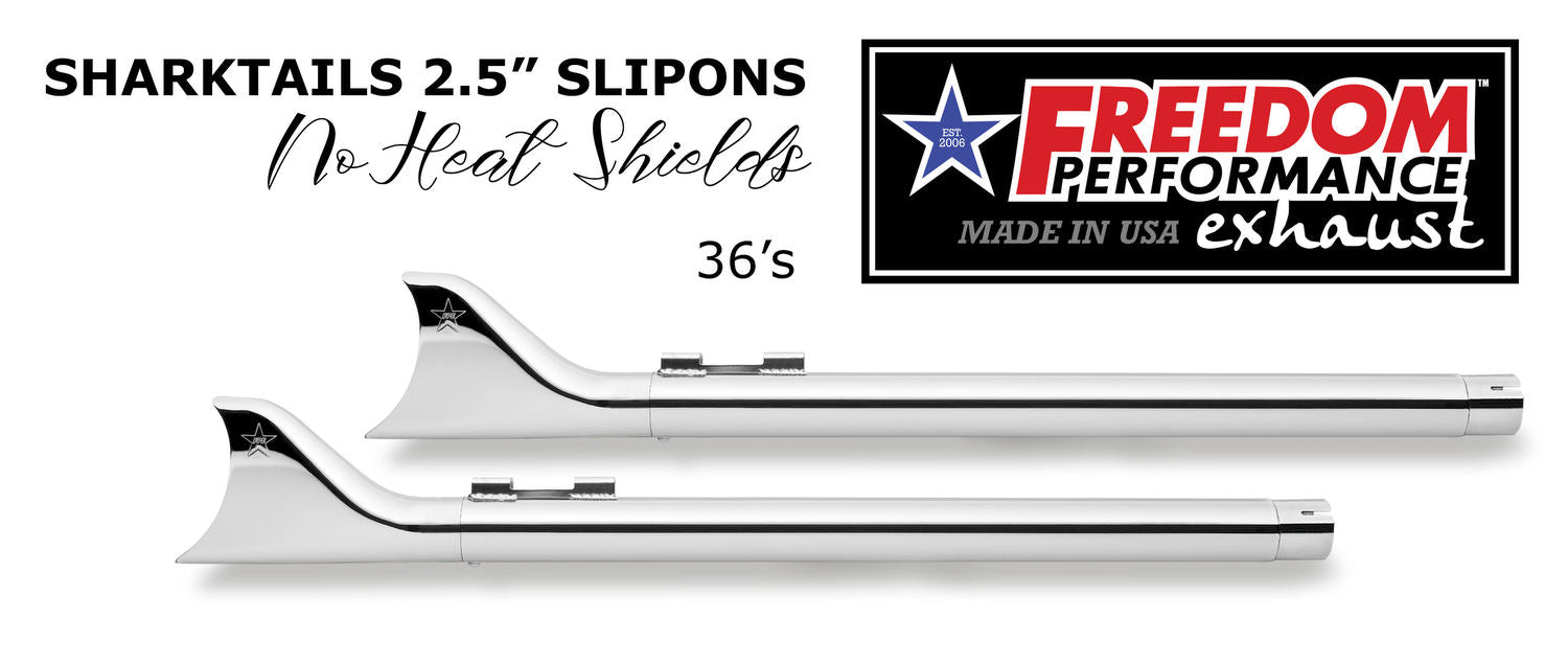 HARLEY TOURING SHARKTAIL 2.125" SLIP-ONS "NO HEAT-SHIELDS" *FITS 95-16 YEARS ONLY*
