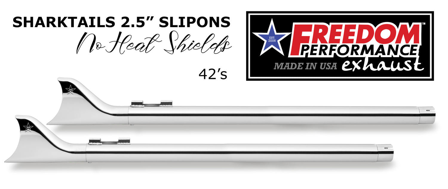 HARLEY TOURING SHARKTAIL 2.125" SLIP-ONS "NO HEAT-SHIELDS" *FITS 95-16 YEARS ONLY*