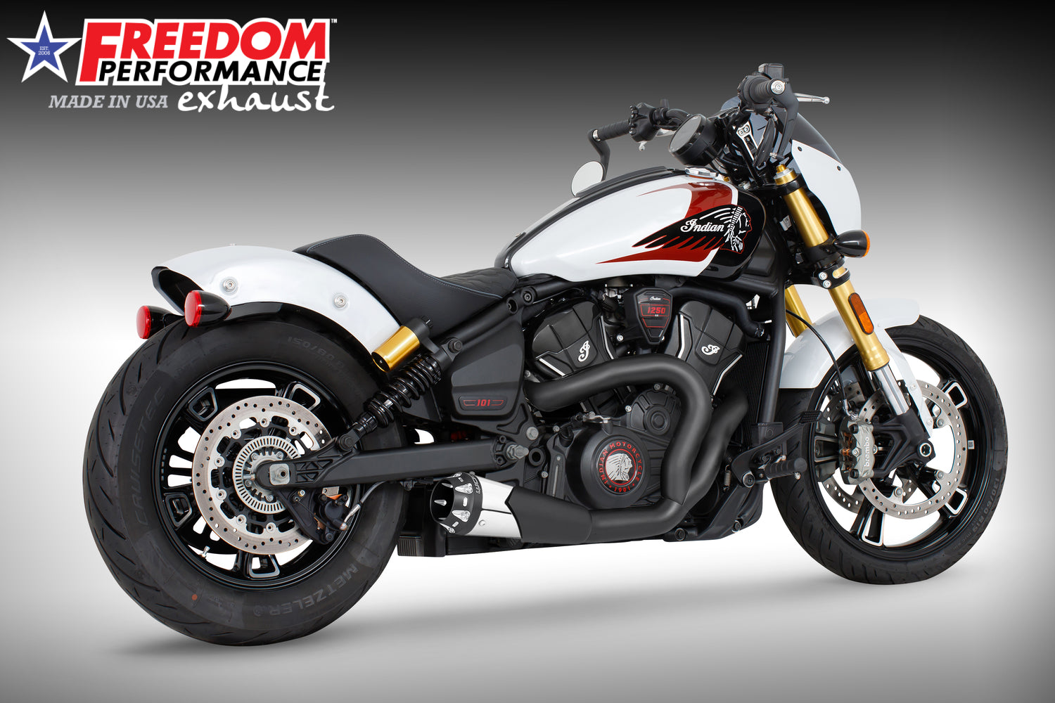 INDIAN 2025 SCOUT 101-CLASSIC-SUPER-SPORT-BOBBER 4.5" 2 INTO 1 SHORTY BUNDLE (2025 SCOUTS ONLY)