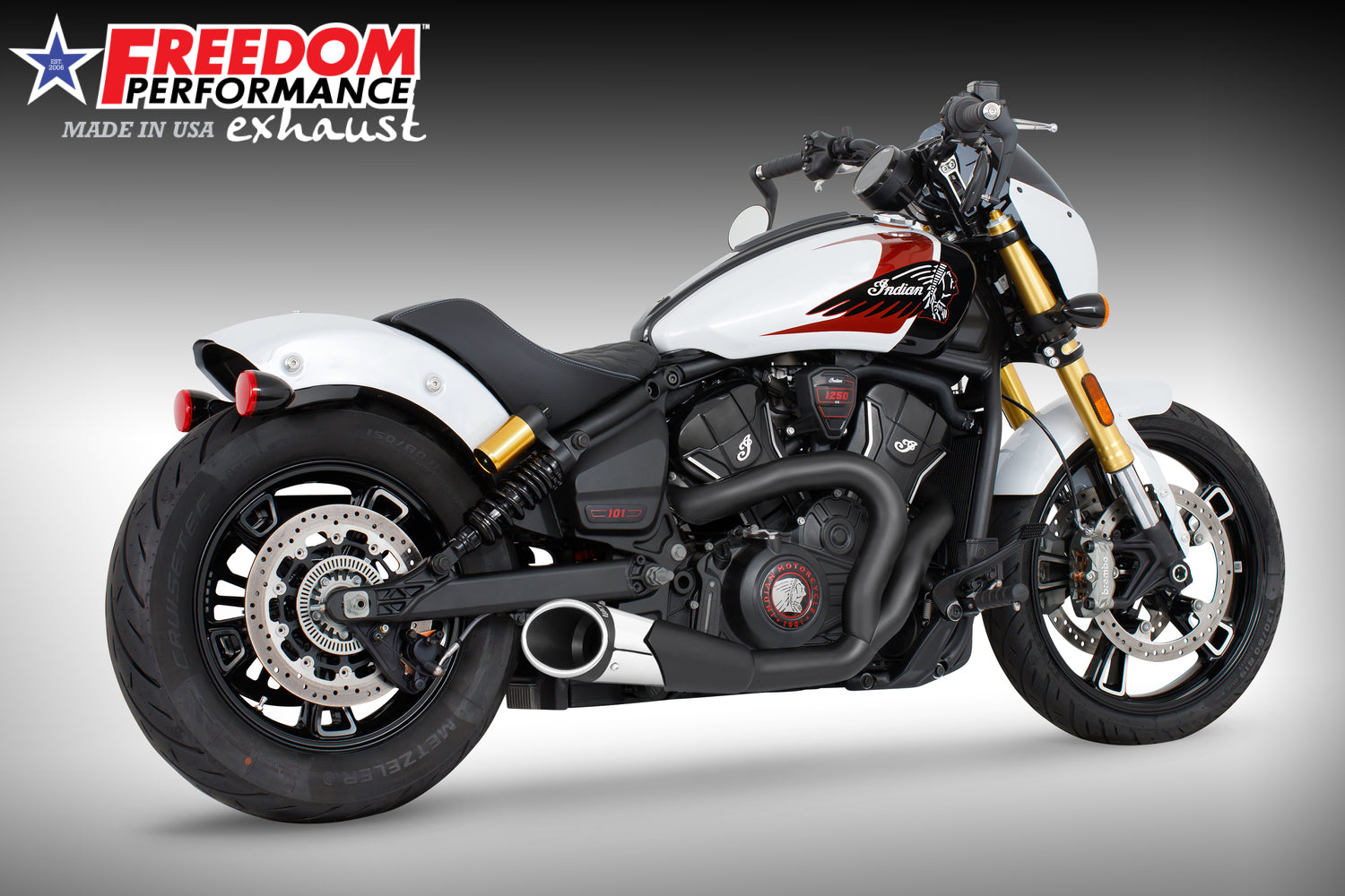 INDIAN 2025 SCOUT 101-CLASSIC-SUPER-SPORT-BOBBER 4.5" 2 INTO 1 SHORTY BUNDLE (2025 SCOUTS ONLY)