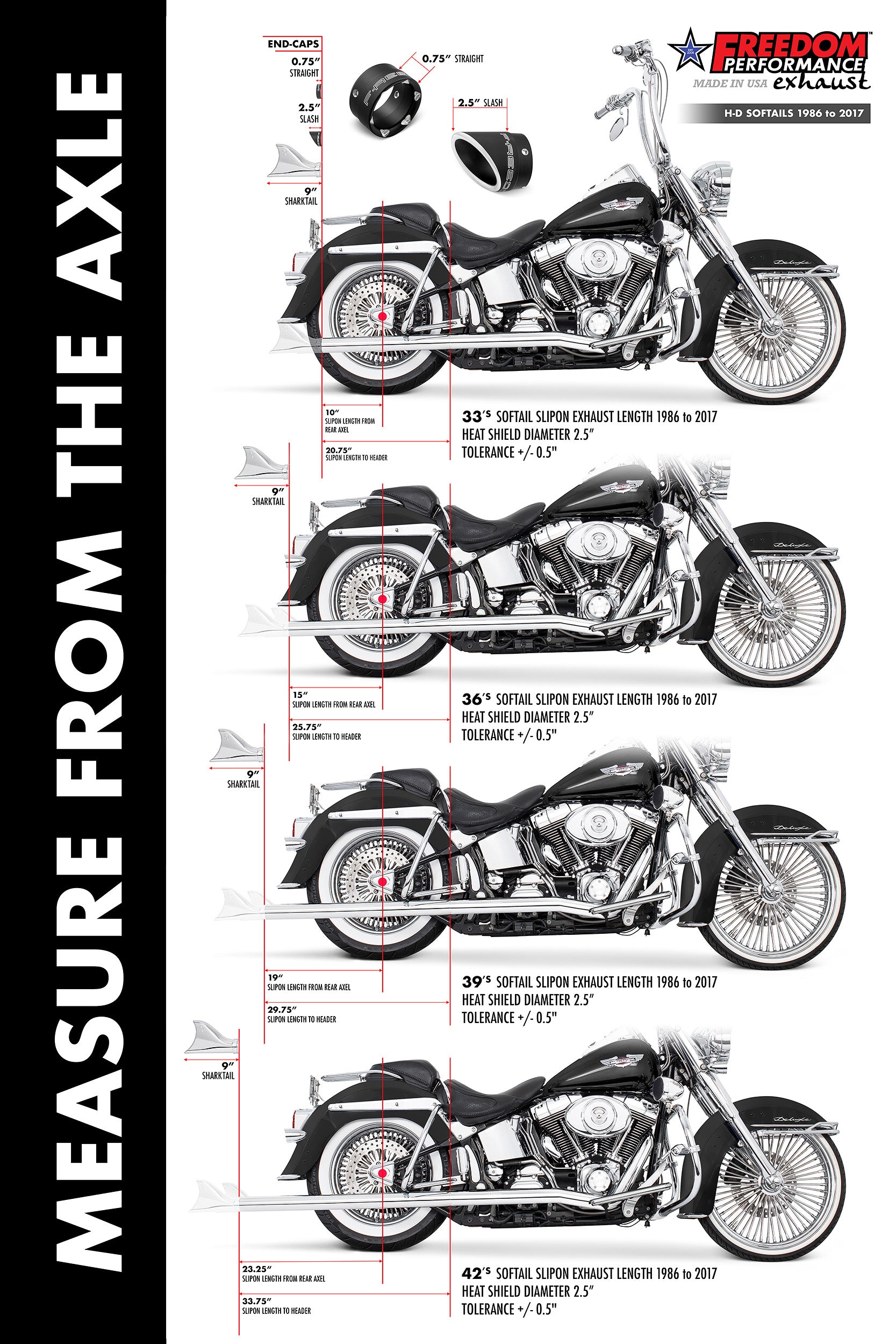 HARLEY SOFTAIL 2.5" CLASSIC SHARKTAIL/CREEPERS TRUE-DUALS FULL SYSTEM Fits 1986-2006 or 2007-2017