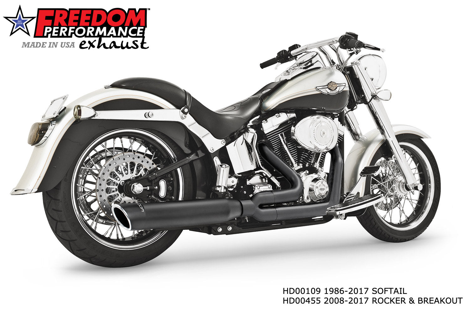 HARLEY SOFTAIL 4" UNION 2-INTO-1 RIGHT-SIDE ONLY 1986-2017