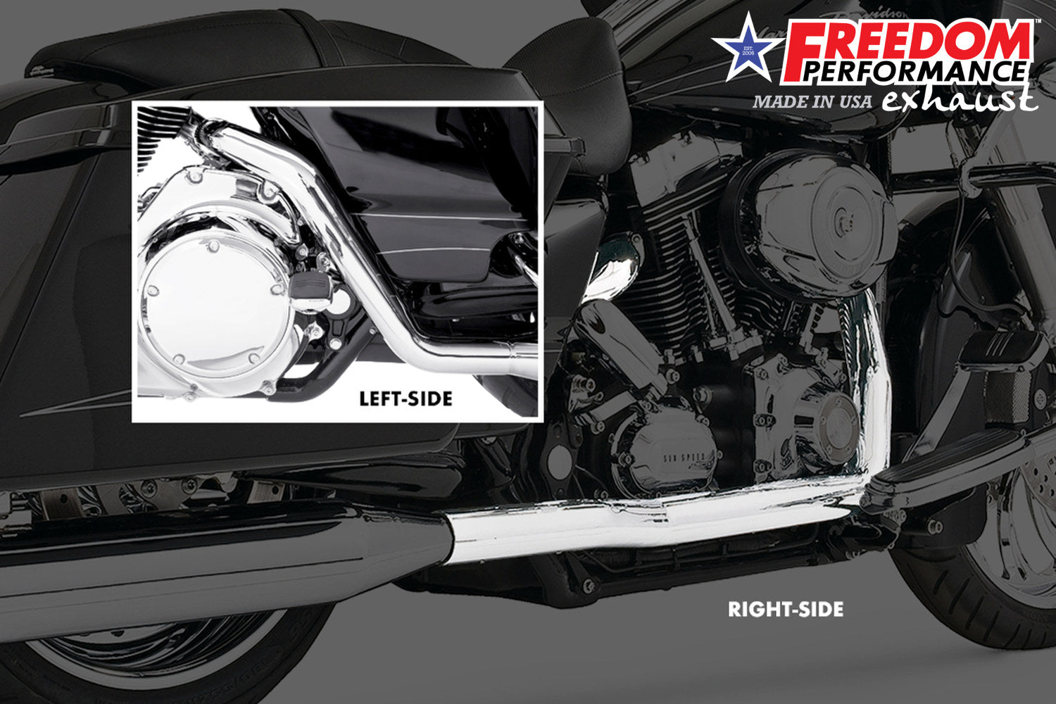 HARLEY FREE WHEELER RIGHT SIDE TUCK & UNDER & CLASSIC TRUE-DUAL HEADERS BUNDLE