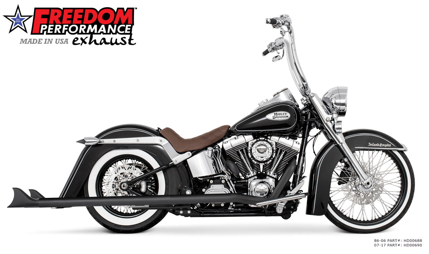 HARLEY SOFTAIL 2.5" CLASSIC SHARKTAIL/CREEPERS TRUE-DUALS FULL SYSTEM Fits 1986-2006 or 2007-2017