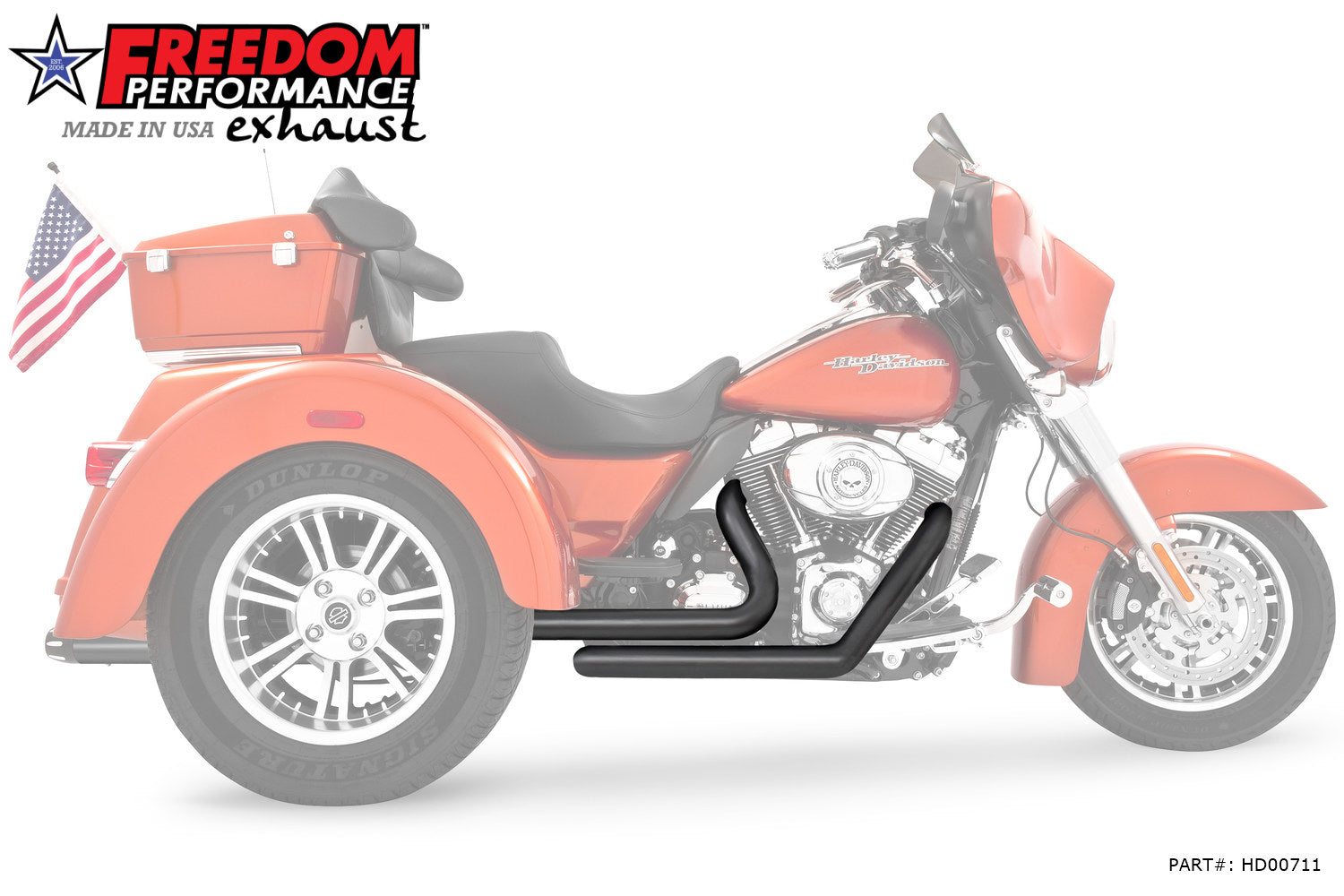 HARLEY FREE WHEELER RIGHT SIDE TUCK & UNDER & CLASSIC TRUE-DUAL HEADERS BUNDLE