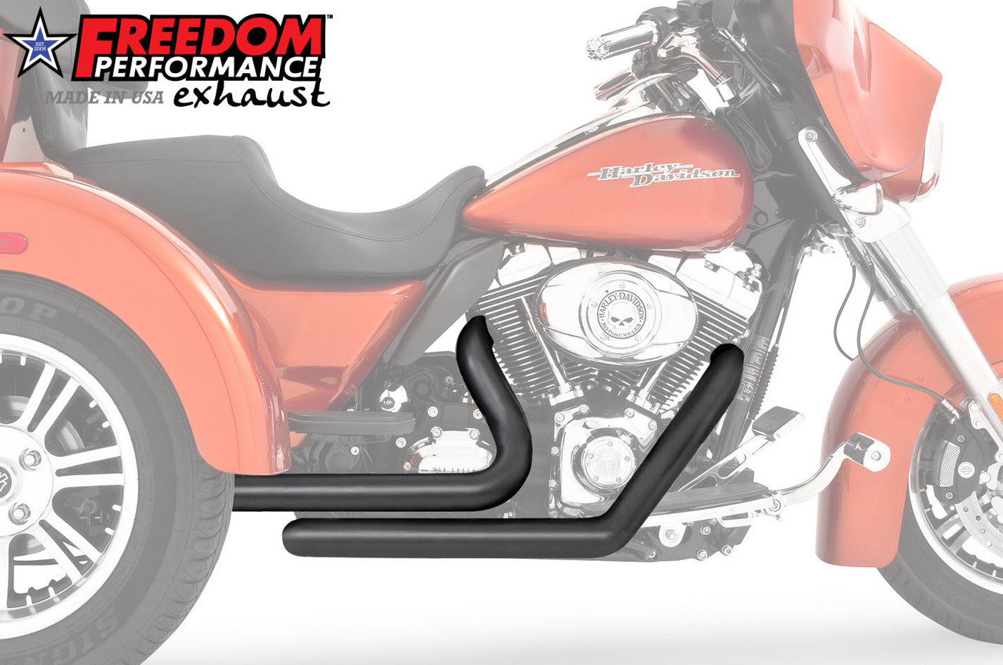 HARLEY FREE WHEELER RIGHT SIDE TUCK & UNDER & CLASSIC TRUE-DUAL HEADERS BUNDLE