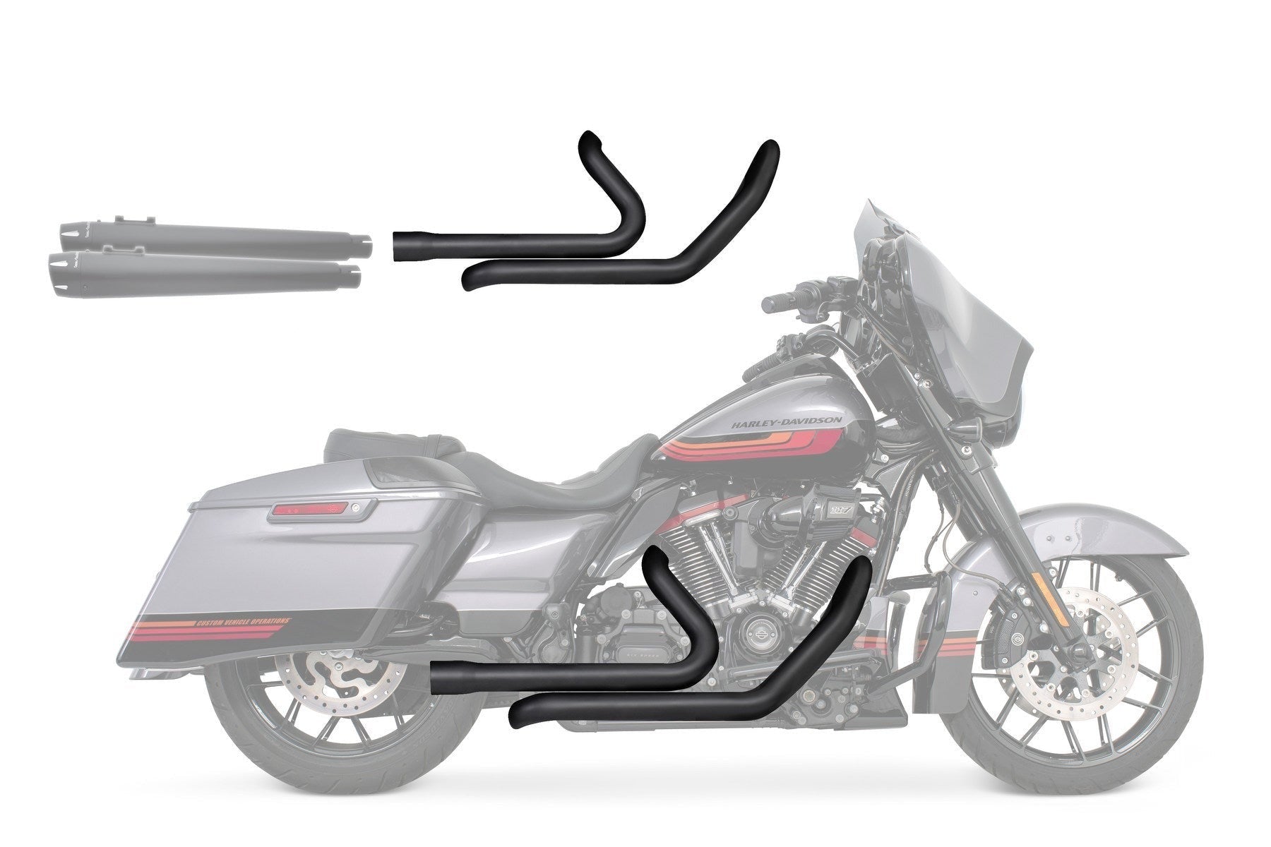 HARLEY TOURING RIGHT SIDE TUCK & UNDER TRUE-DUAL HEADERS Fits '95-Present