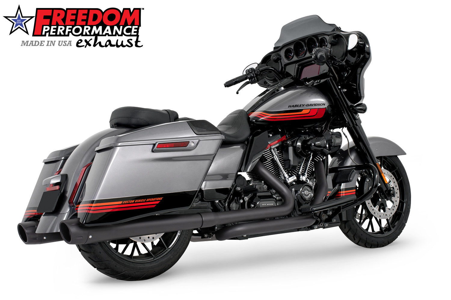 HARLEY TOURING AMERICAN OUTLAW & COMBAT FLUTED 4.5" MEGAPHONE SLIP-ONS BUNDLE