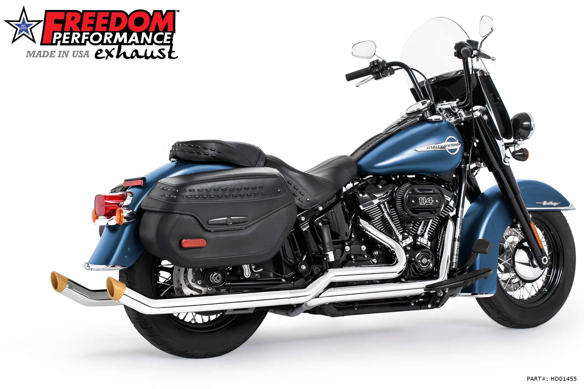 HARLEY SOFTAIL 2.5" UPSWEPT TRUE-DUAL COMPLETE SYSTEM M8 ONLY *NOT FOR WIDE TIRE BIKES