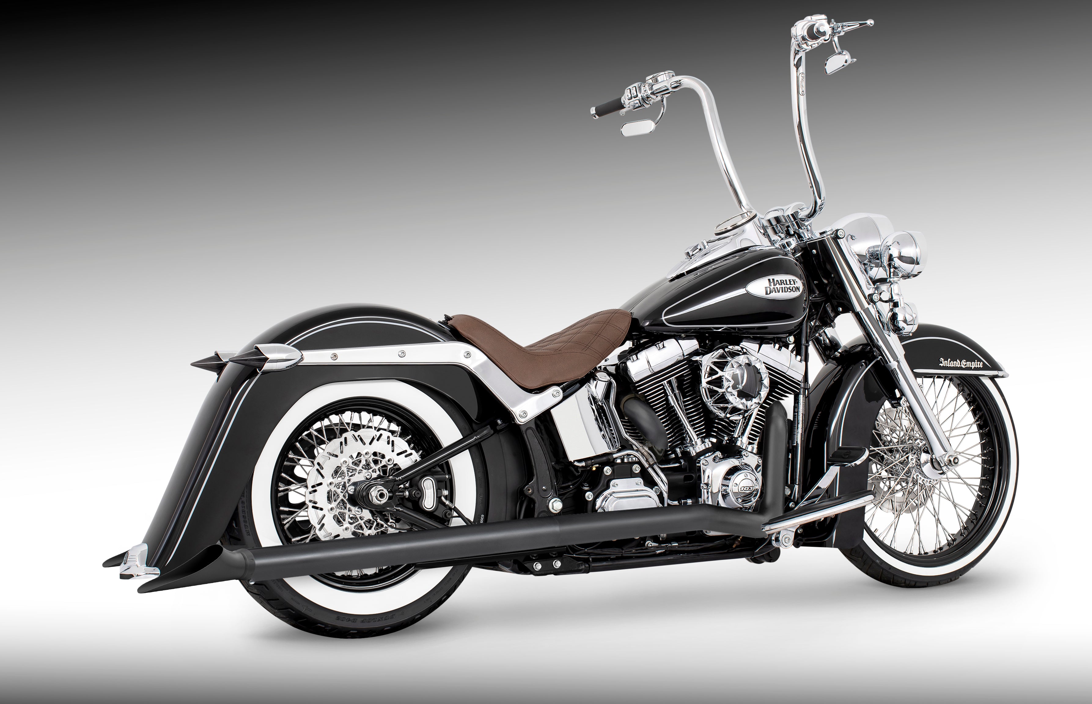 HARLEY SOFTAIL 2.5" CLASSIC SHARKTAIL/CREEPERS TRUE-DUALS FULL SYSTEM Fits 1986-2006 or 2007-2017