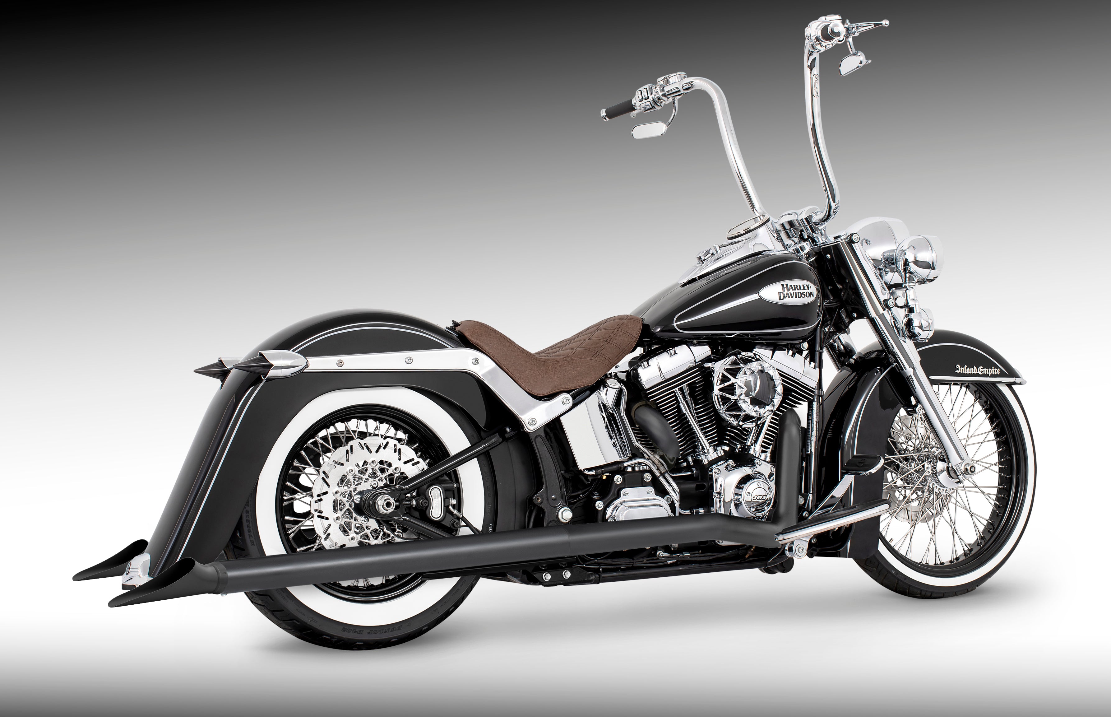 HARLEY SOFTAIL 2.5" CLASSIC SHARKTAIL/CREEPERS TRUE-DUALS FULL SYSTEM Fits 1986-2006 or 2007-2017