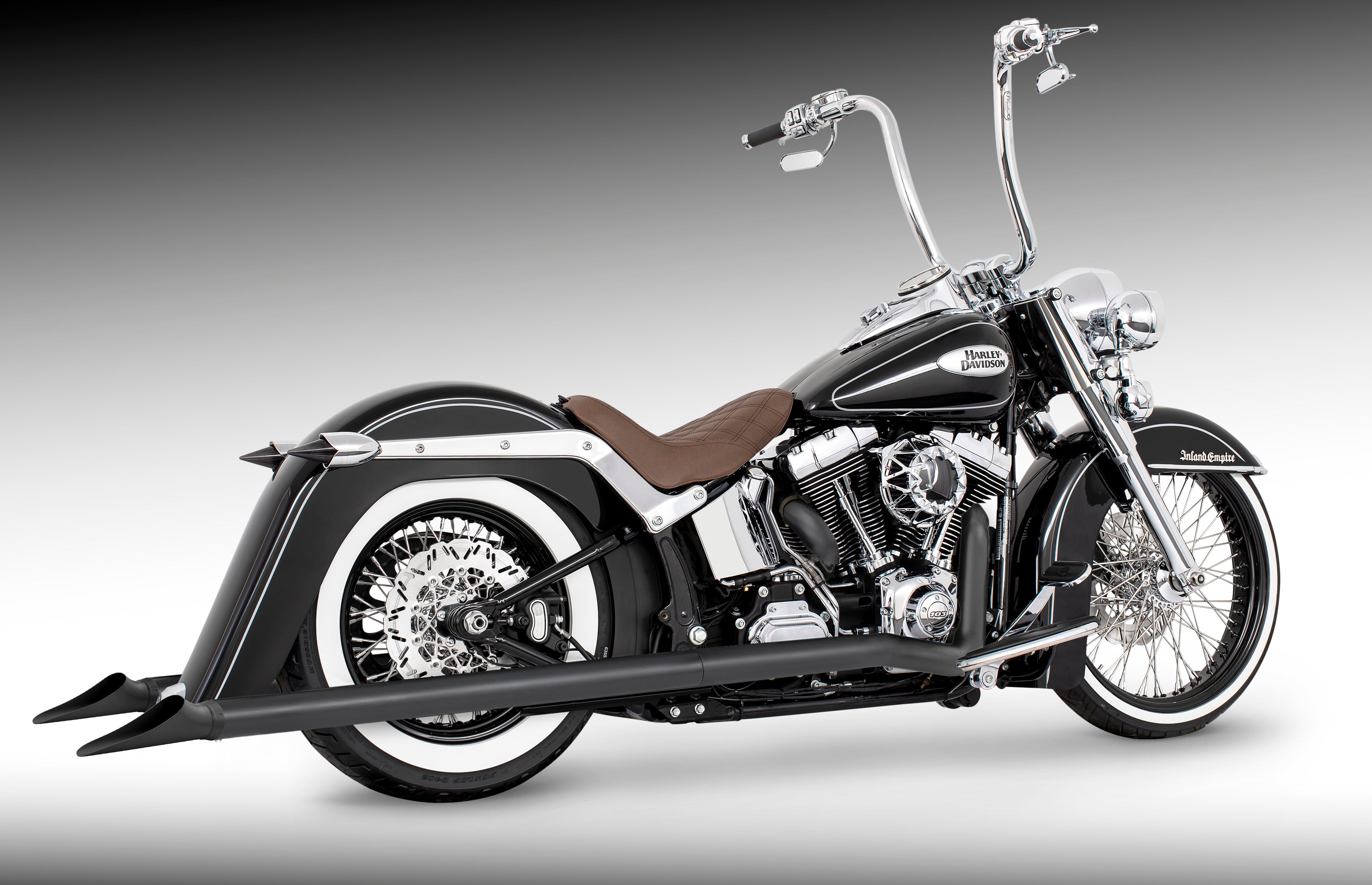 HARLEY SOFTAIL 2.5" CLASSIC SHARKTAIL/CREEPERS TRUE-DUALS FULL SYSTEM Fits 1986-2006 or 2007-2017