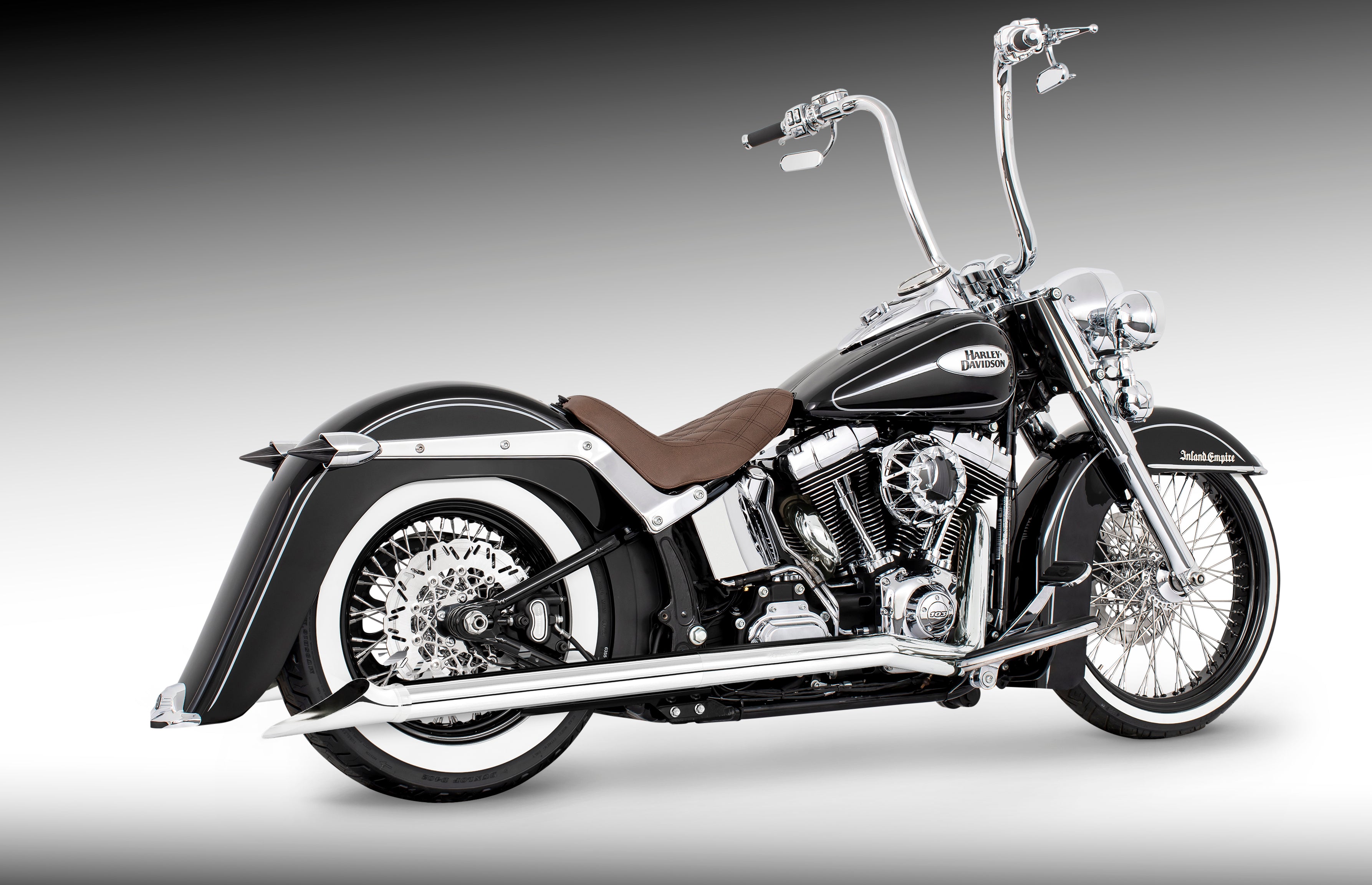 HARLEY SOFTAIL 2.5" CLASSIC SHARKTAIL/CREEPERS TRUE-DUALS FULL SYSTEM Fits 1986-2006 or 2007-2017