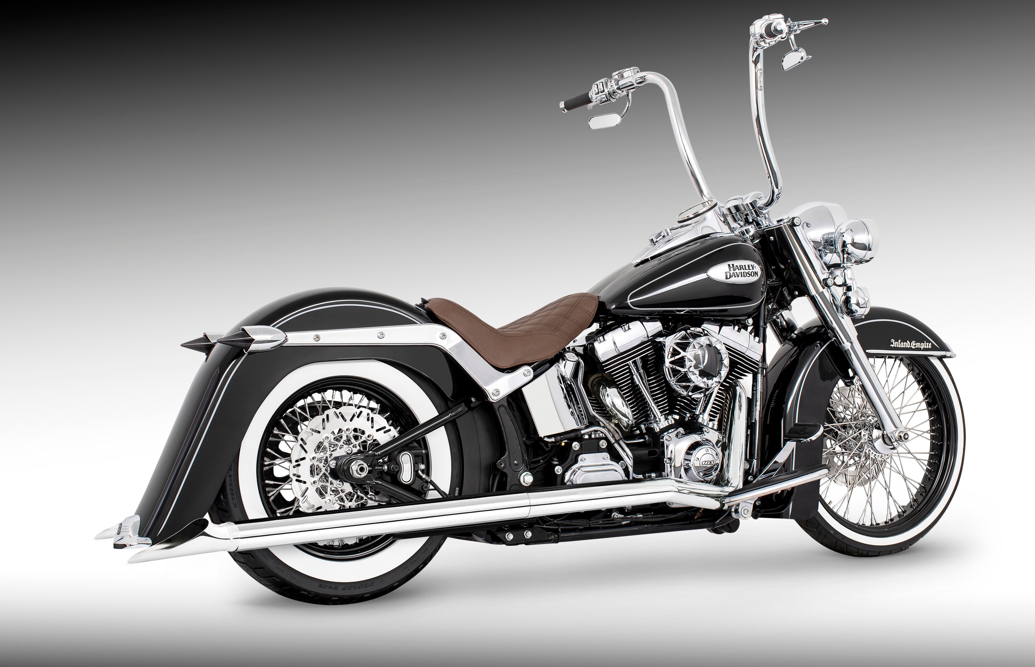 HARLEY SOFTAIL 2.5" CLASSIC SHARKTAIL/CREEPERS TRUE-DUALS FULL SYSTEM Fits 1986-2006 or 2007-2017