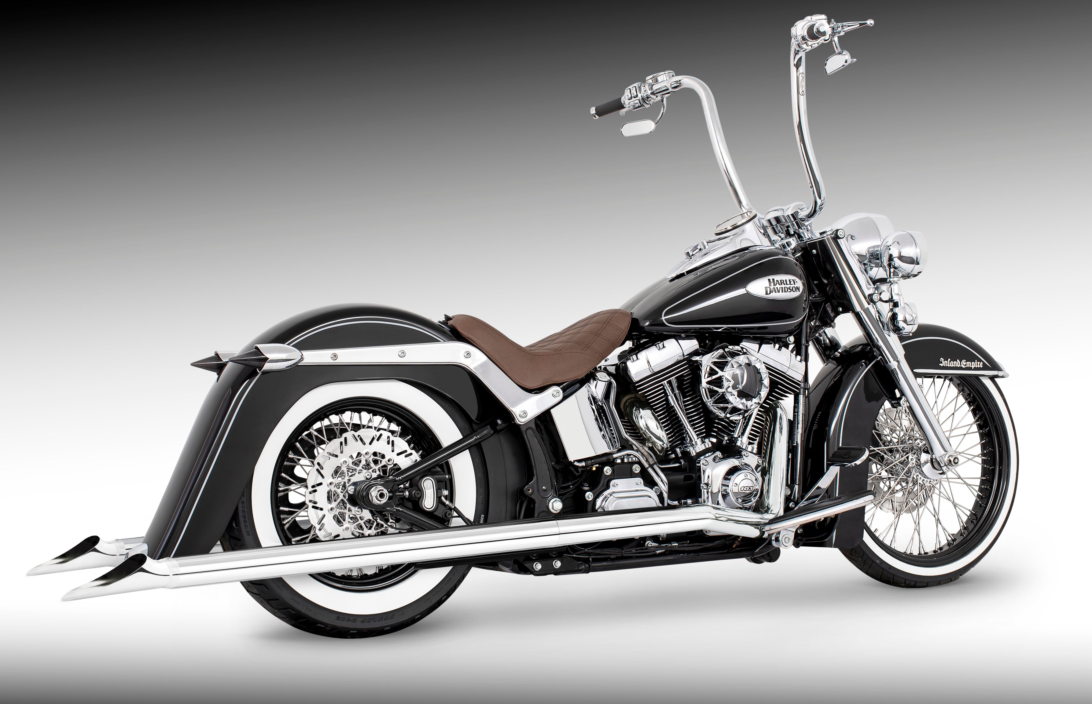 HARLEY SOFTAIL 2.5" CLASSIC SHARKTAIL/CREEPERS TRUE-DUALS FULL SYSTEM Fits 1986-2006 or 2007-2017