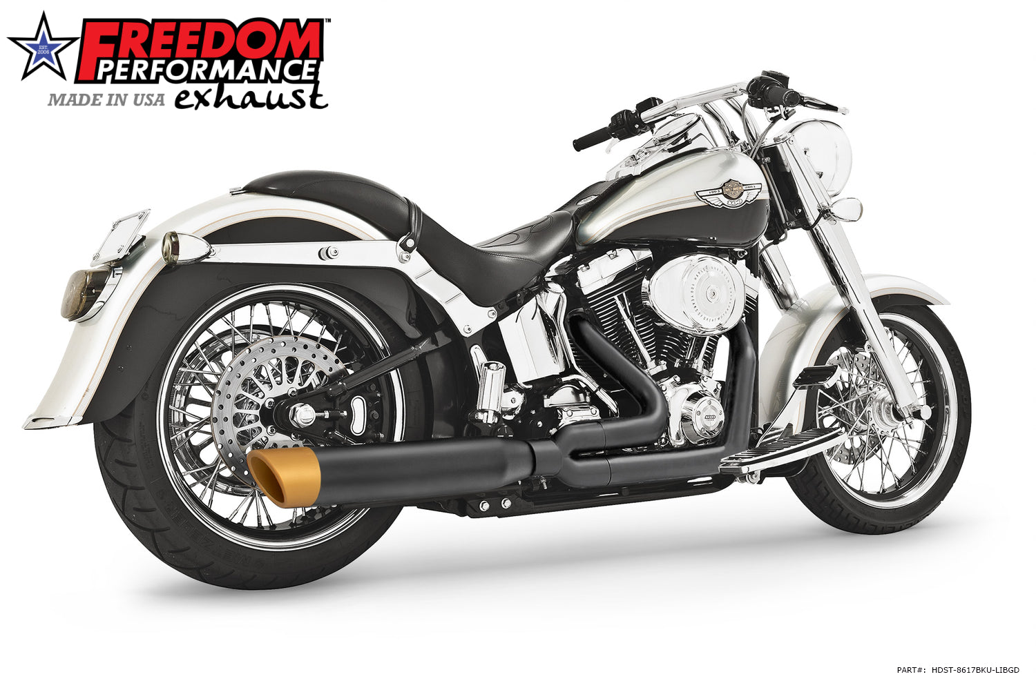 HARLEY SOFTAIL 4" UNION 2-INTO-1 RIGHT-SIDE ONLY 1986-2017