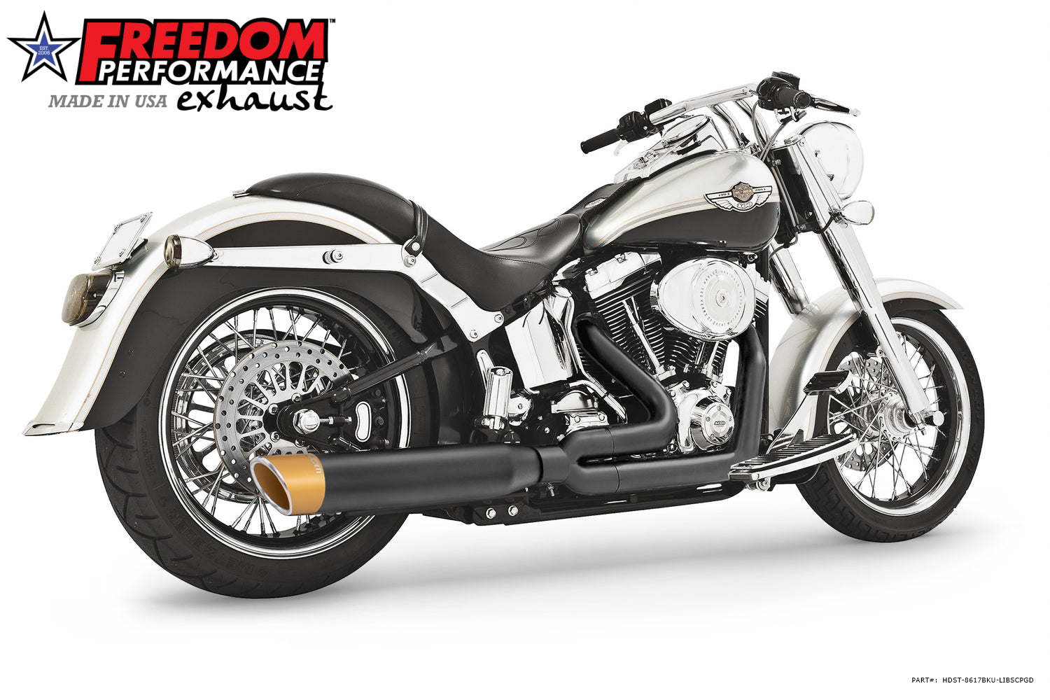 HARLEY SOFTAIL 4" UNION 2-INTO-1 RIGHT-SIDE ONLY 1986-2017
